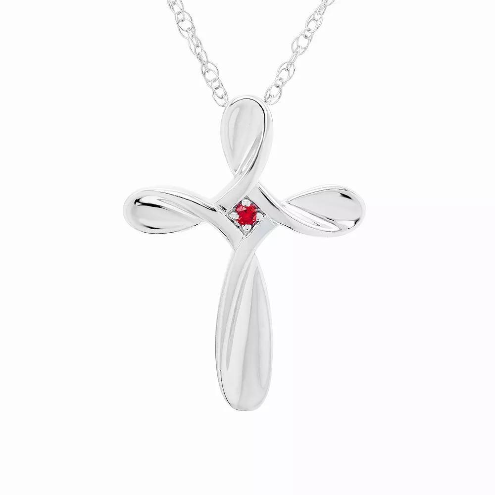 Boston Bay Diamonds Sterling Silver Lab-Created Blue Sapphire Cross Pendant Necklace, Womens Product Image
