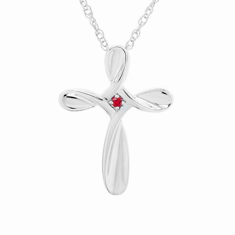 Boston Bay Diamonds Sterling Silver Lab-Created Blue Sapphire Cross Pendant Necklace, Womens Product Image