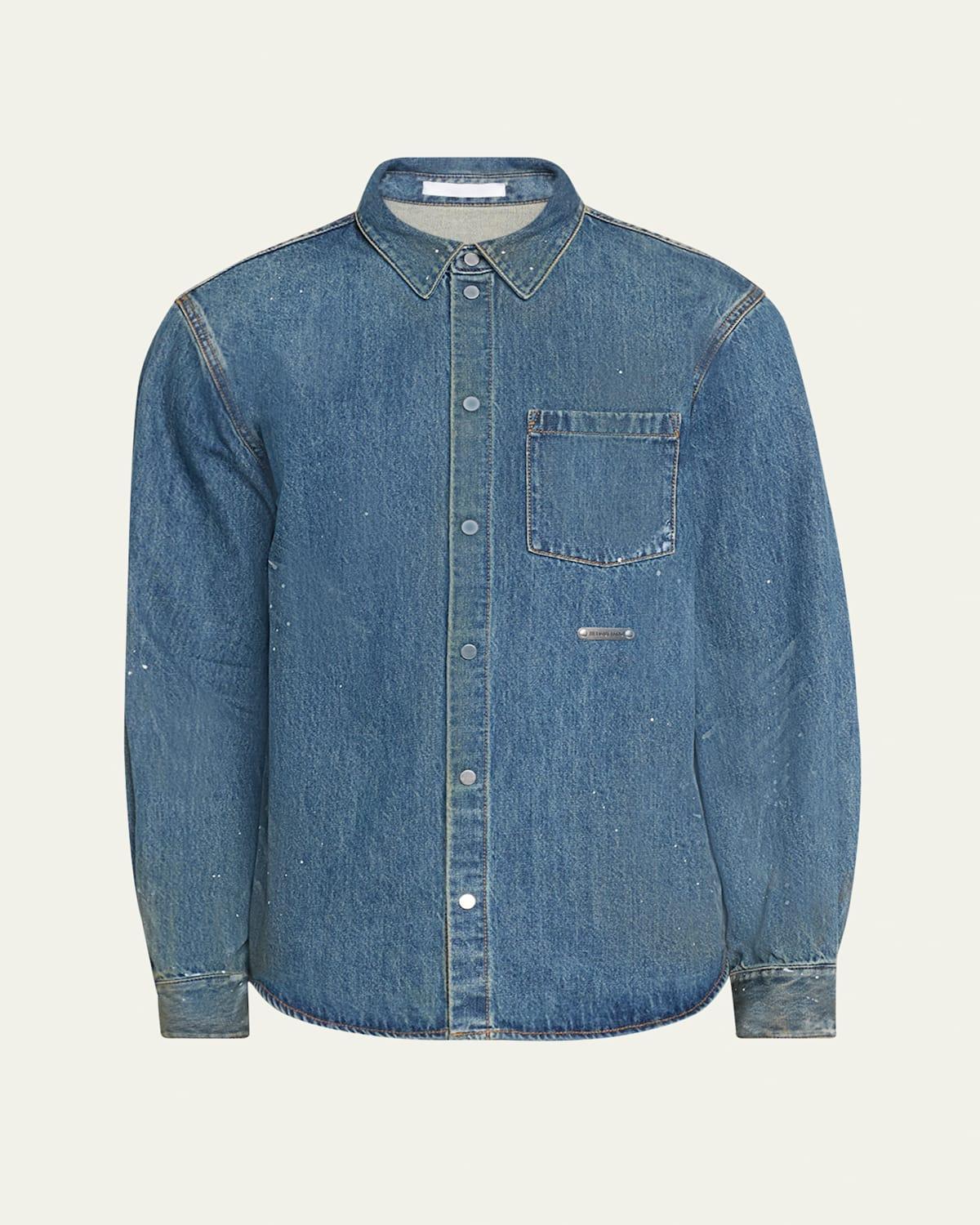 Mens Denim Relaxed-Fit Shirt Jacket Product Image