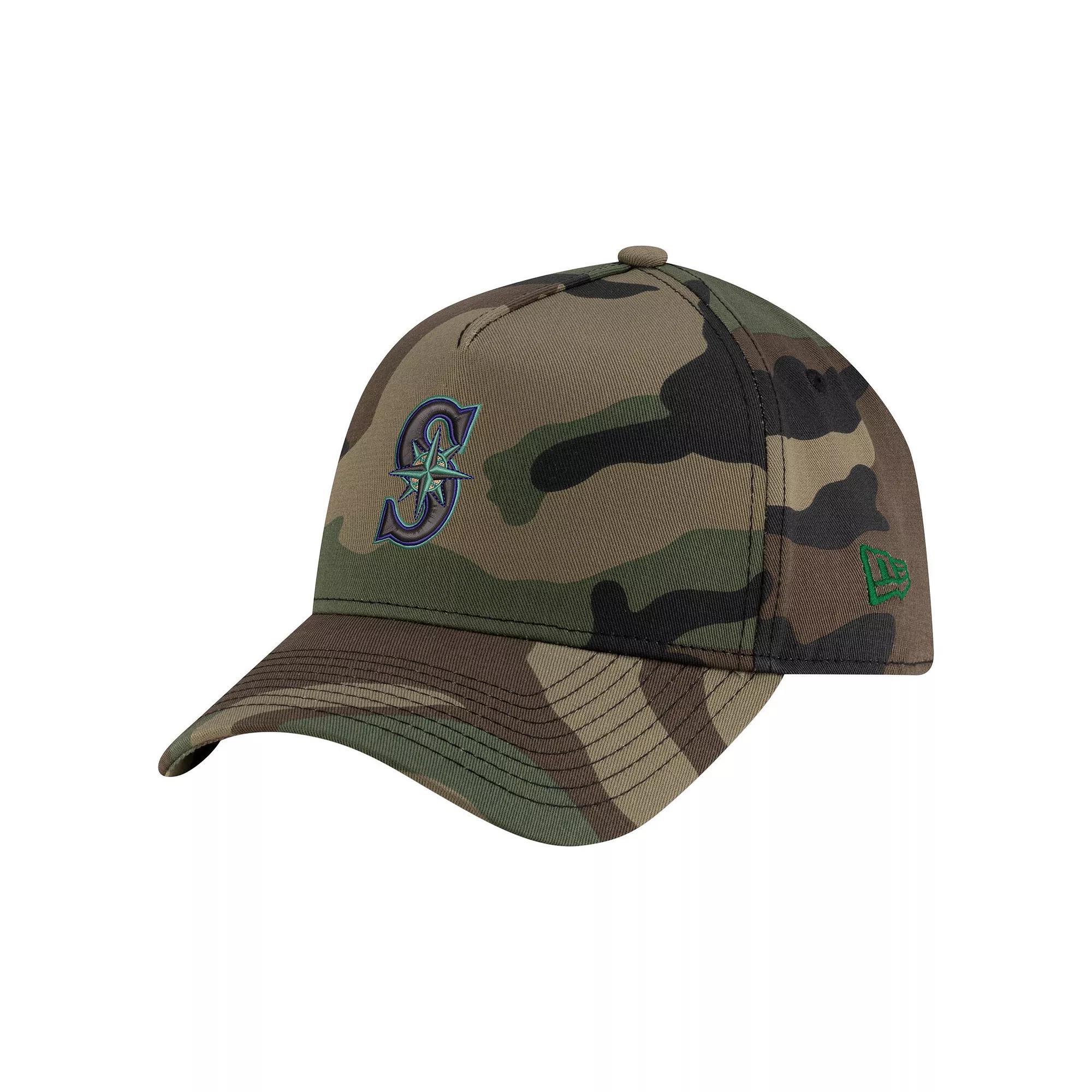 Men's New Era Camo Seattle Mariners Woodland Team Pop 9FORTY A-Frame Adjustable Hat, Green Product Image