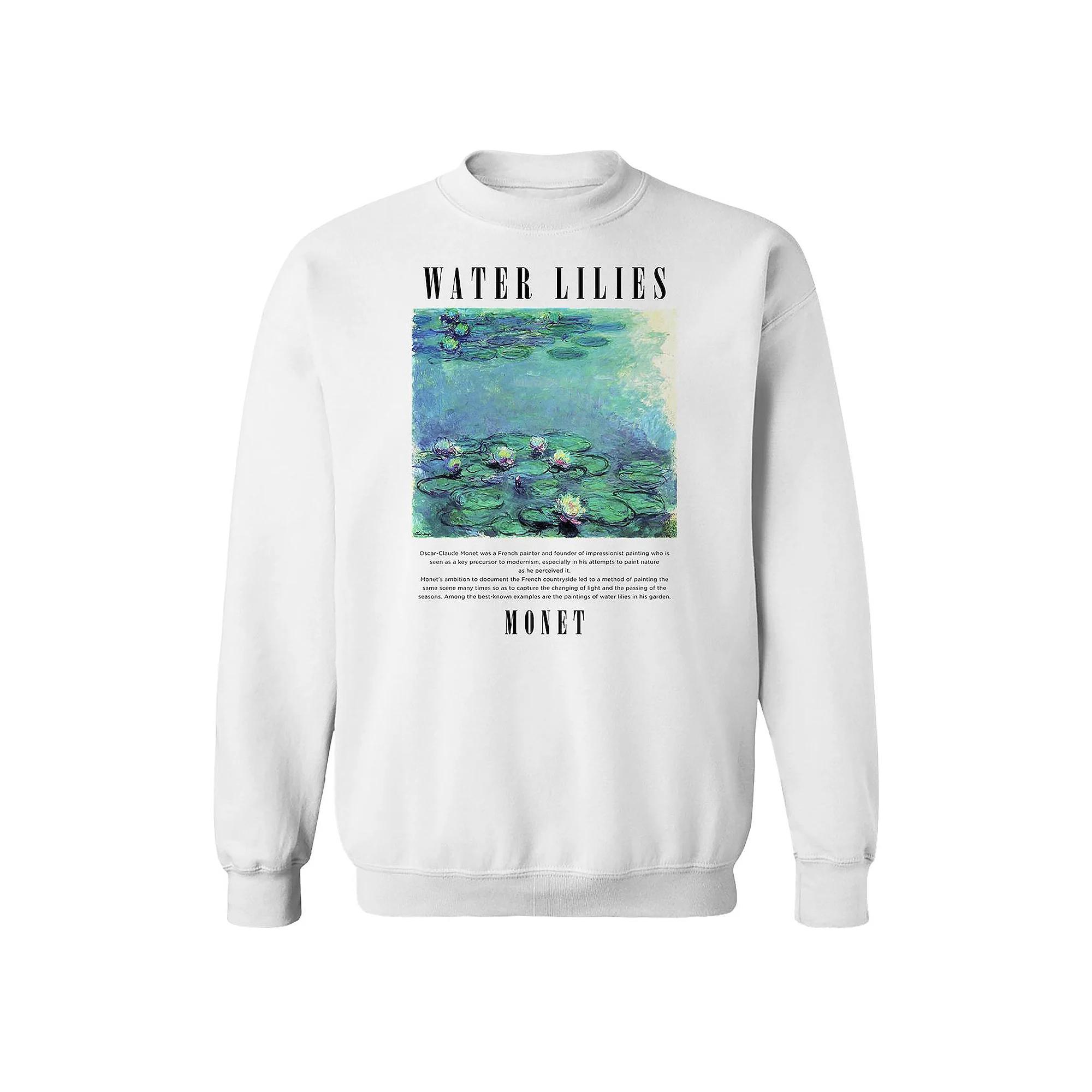 Men's apoh - Water Lillies Graphic Sweatshirt, Size: XL, White Product Image