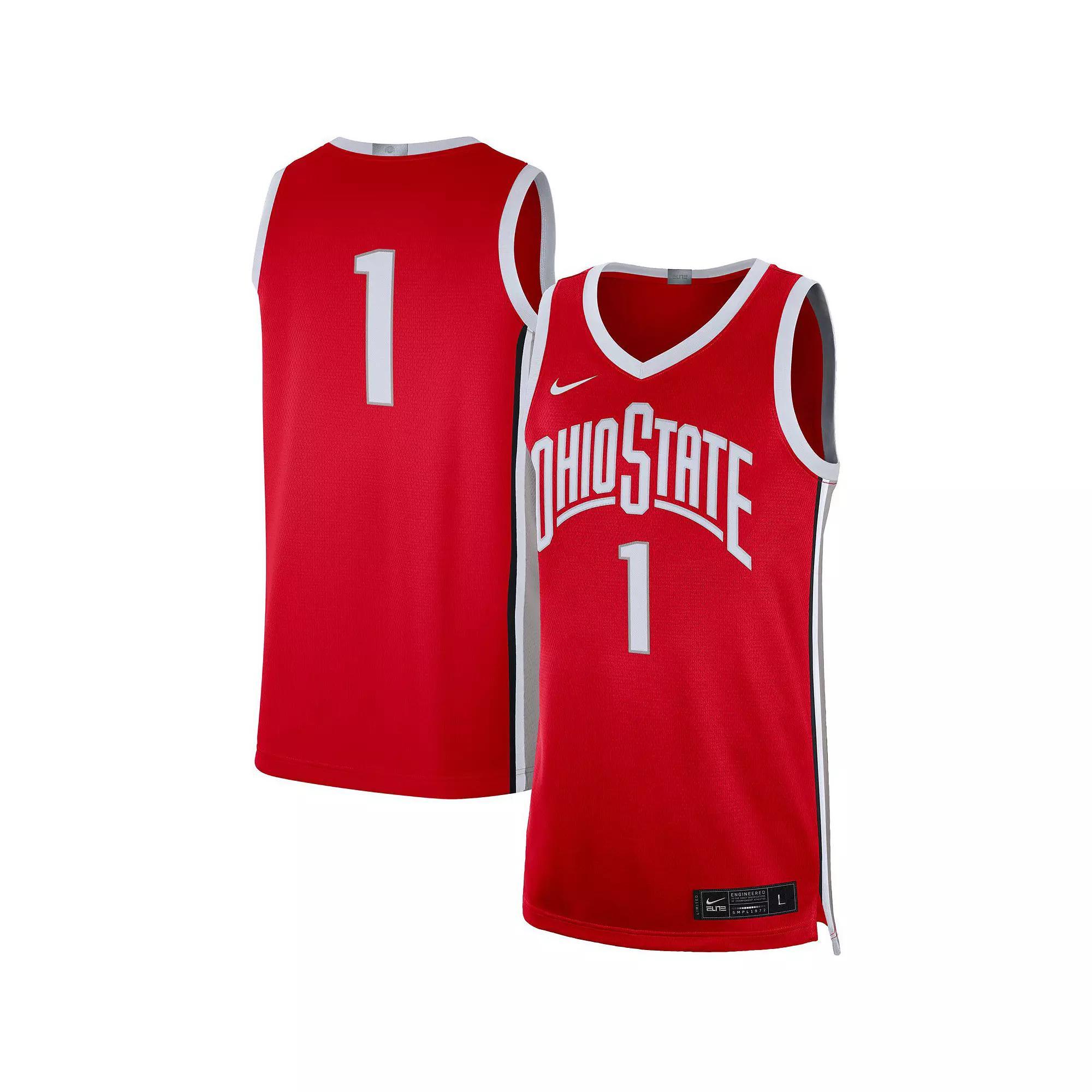Men's Nike #1 Scarlet Ohio State Buckeyes Limited Basketball Jersey, Size: 2XL, Red Product Image