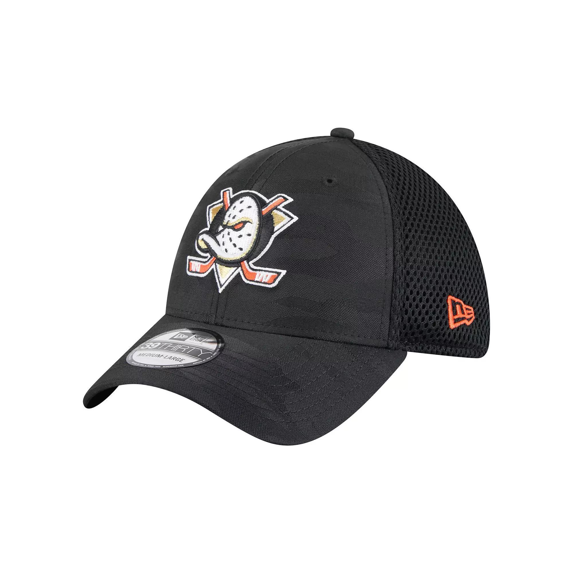 Men's New Era  Black Anaheim Ducks Active Subtle Camo 39THIRTY Flex Hat, Size: Medium/Large, Dks Black Product Image