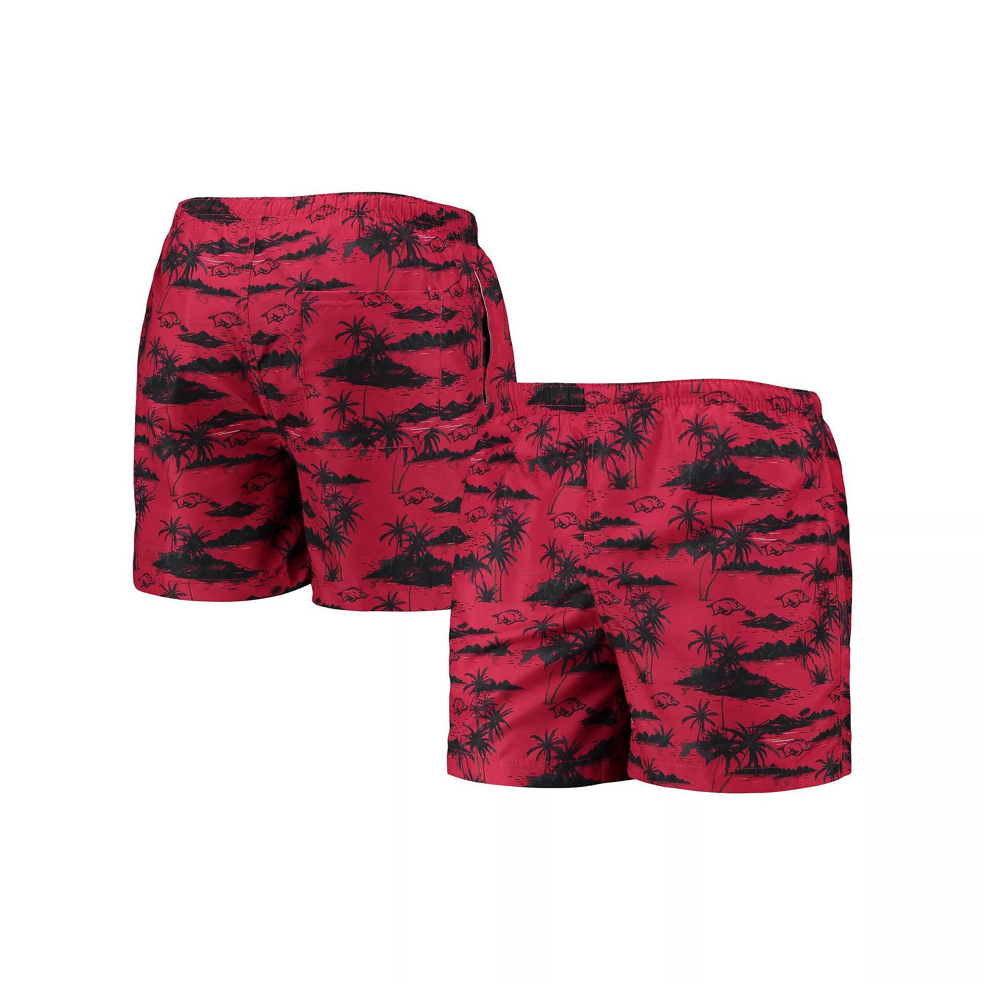 Men's FOCO Cardinal Arkansas Razorbacks Island Palm Swim Trunks, Size: Small, Red Product Image