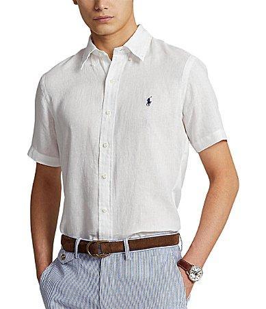 Mens Classic-Fit Short-Sleeve Linen Shirt Product Image