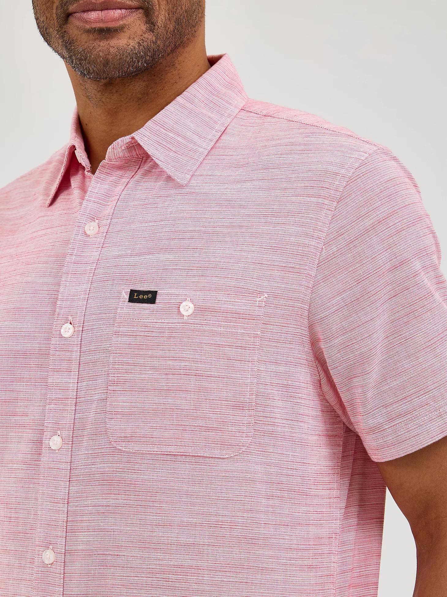 Men's Short Sleeve Solid Slub Button Down Shirt | Men's Tops & Tees | Lee® Product Image