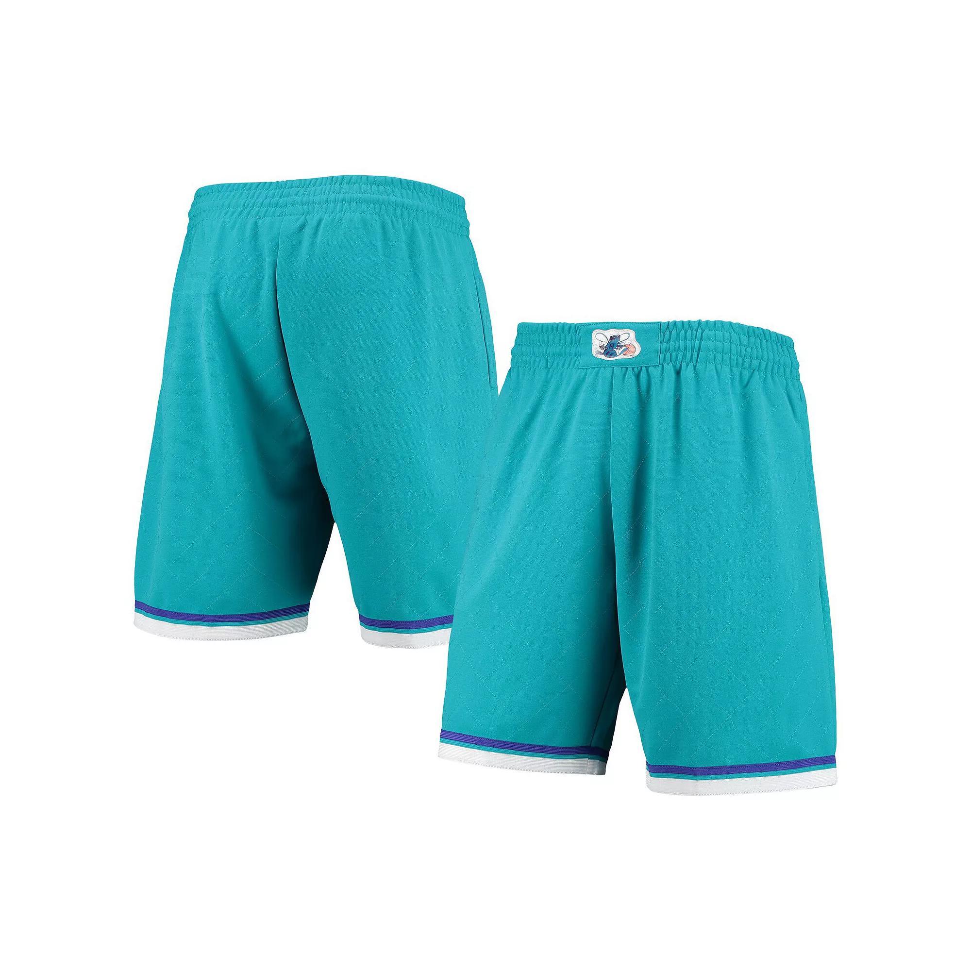 Men's Mitchell & Ness Teal Charlotte Hornets 1992 Hardwood Classics 75th Anniversary Swingman Shorts, Size: Large, Chr Blue Product Image