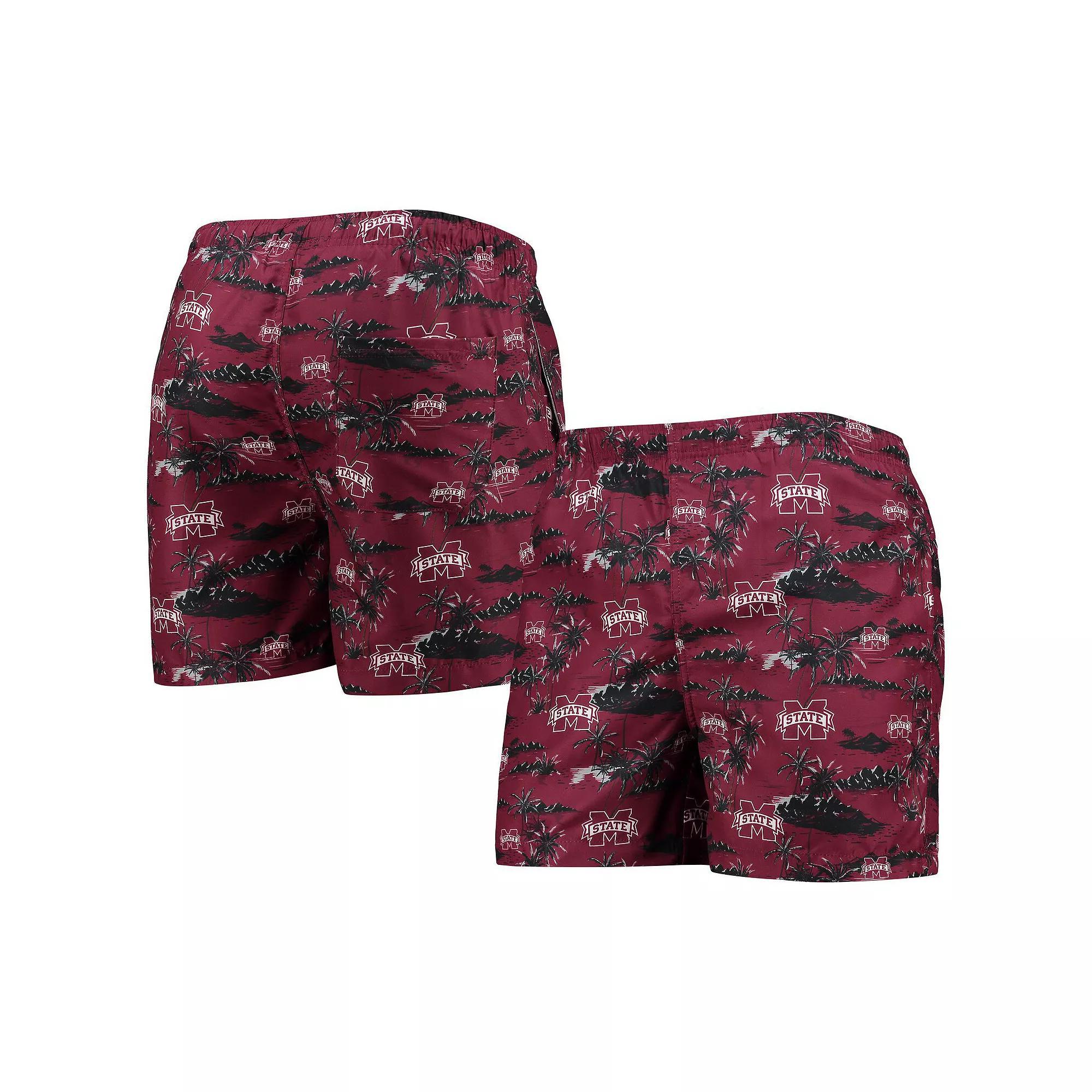 Men's FOCO Maroon Mississippi State Bulldogs Island Palm Swim Trunks, Size: Small, Mst Red Product Image