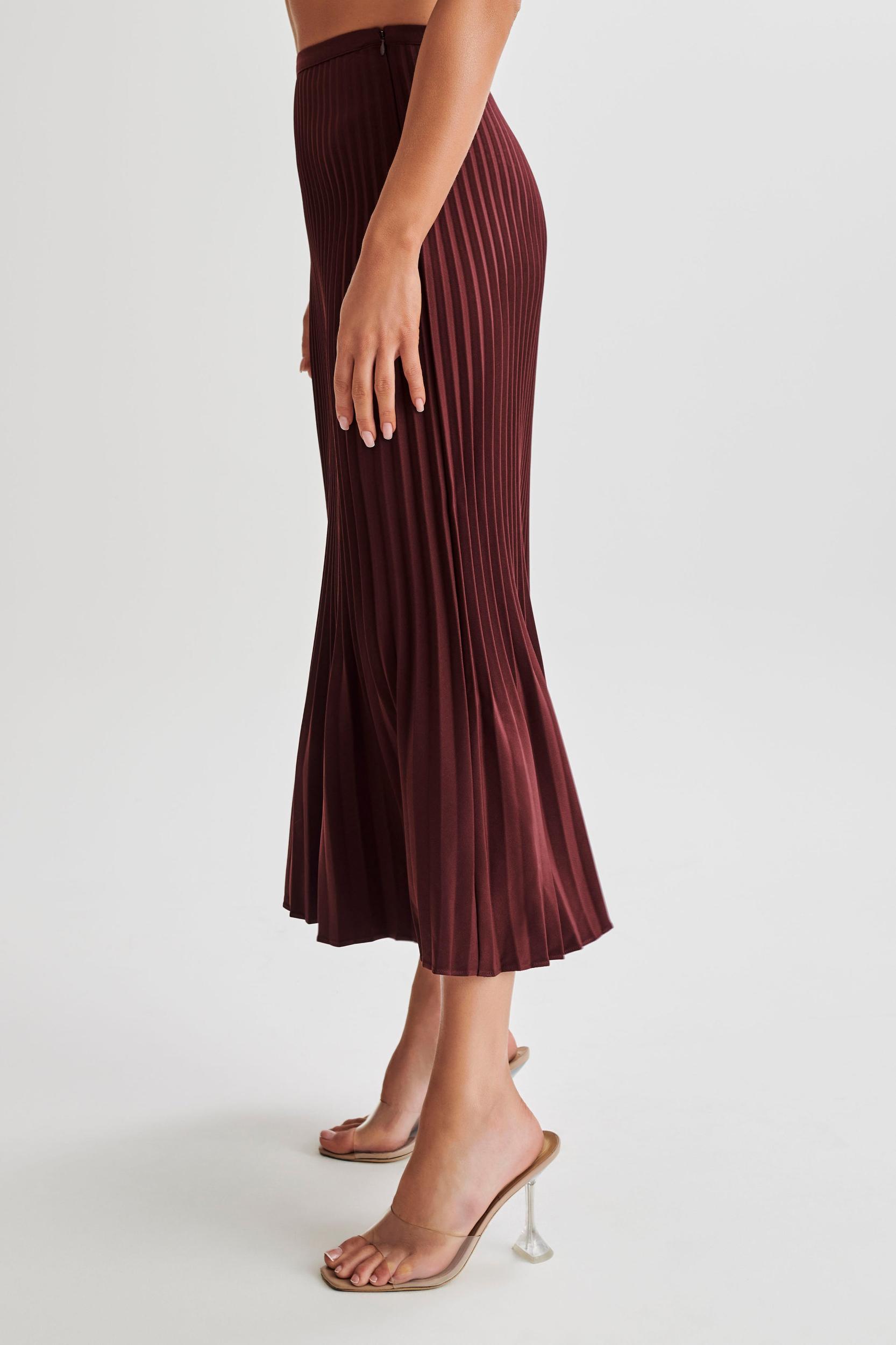 Twyla Pleated Suiting Maxi Skirt - Plum Product Image