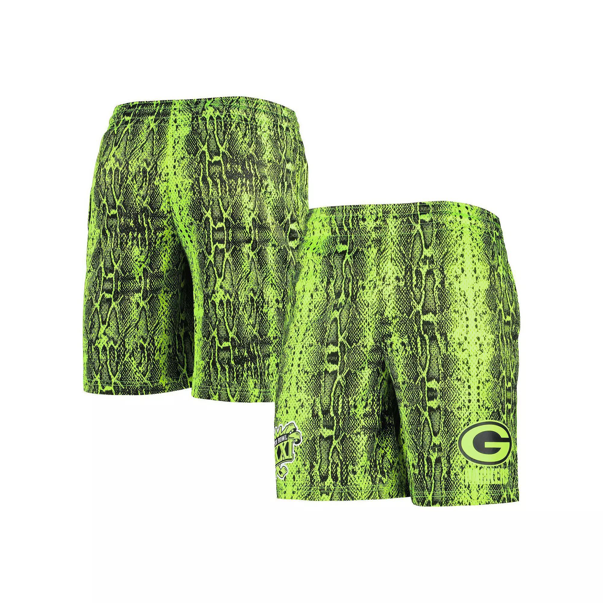 Men's New Era Neon Green Green Bay Packers Summer Pop Shorts, Size: 3XL, Brt Gr Product Image