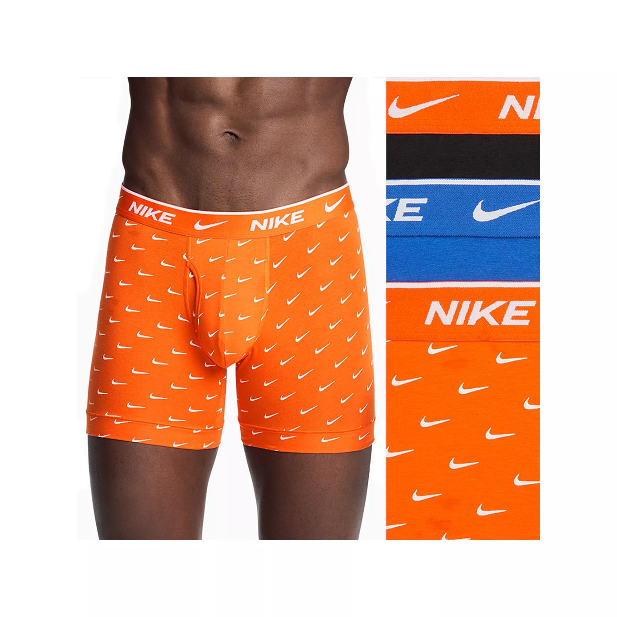 Men's Nike Dri-FIT Essential 3-pack Stretch Boxer Briefs, Size: Large, Black Orange Blue Product Image
