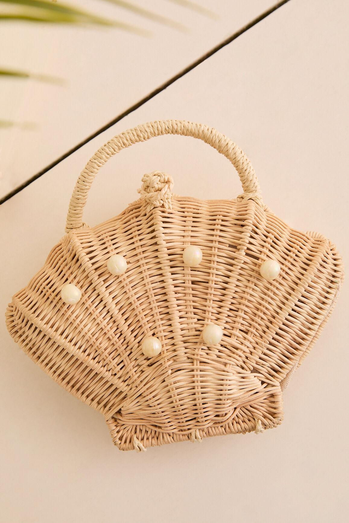 Straw Seashell Handbag Purse Product Image
