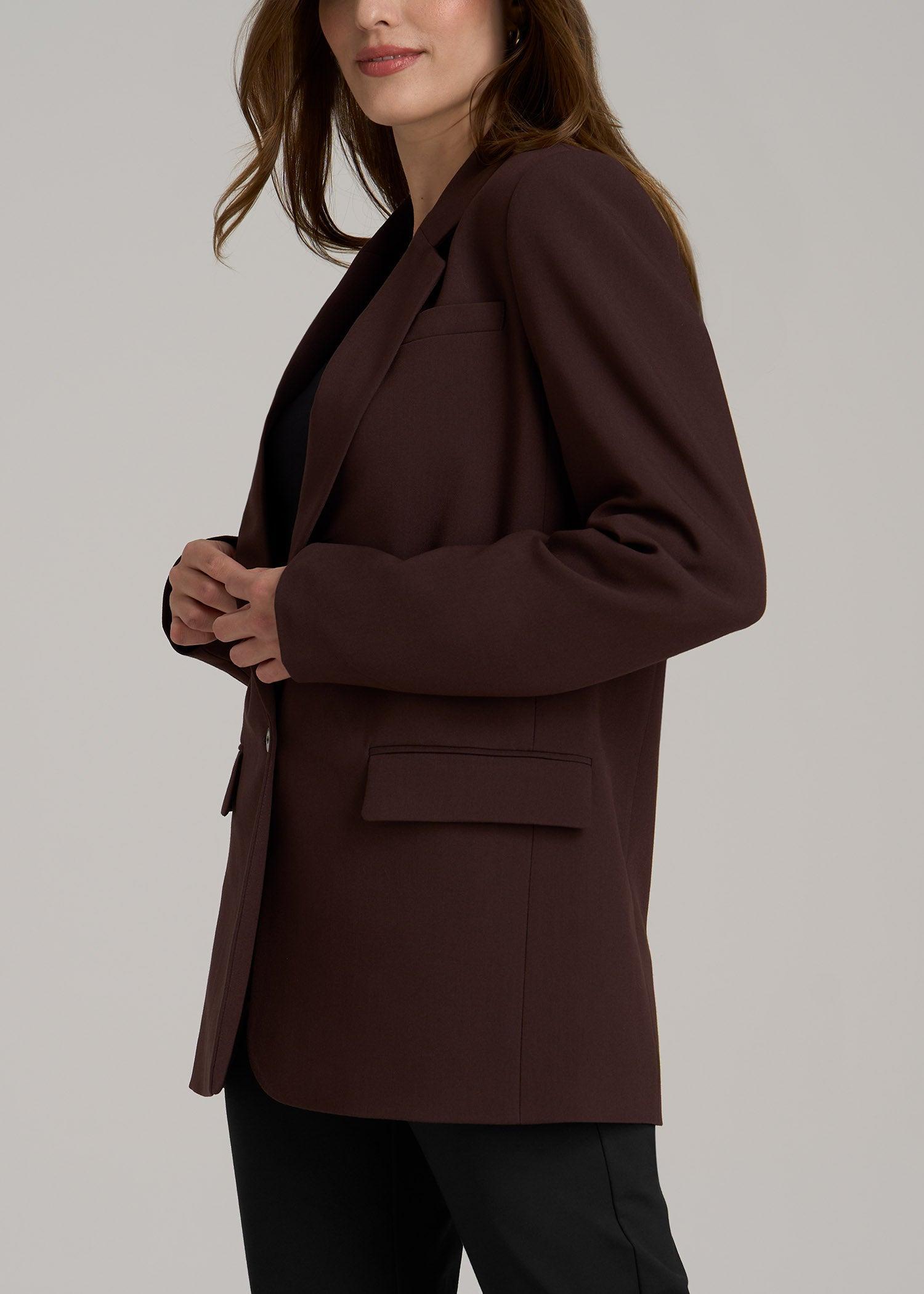 Boyfriend Fit Single-Button Blazer for Tall Women in Chestnut Female Product Image