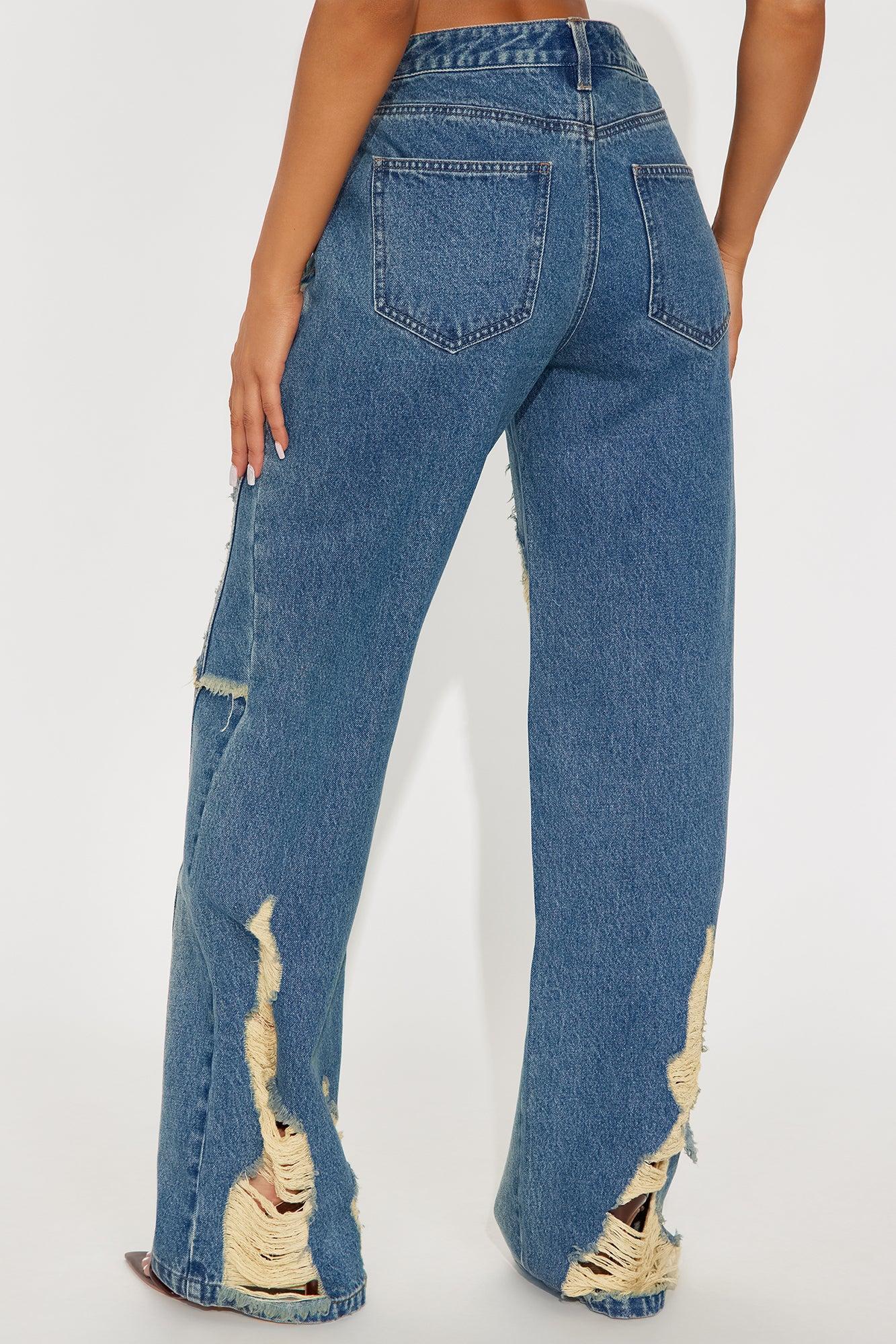 Work For It Ripped Wide Leg Jeans - Medium Wash Product Image