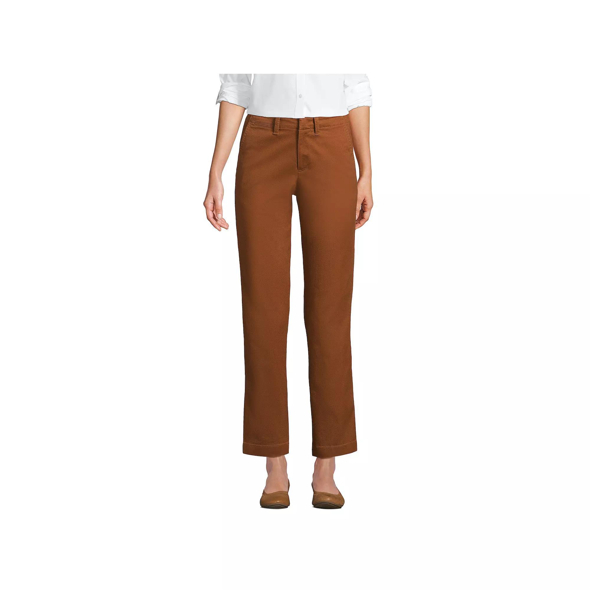 Women's Lands' End Mid Rise Classic Straight Leg Chino Ankle Pants, Size: 8, Black Product Image