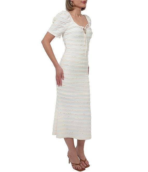 Adelyn Rae Stretch Texture Knit Scoop Neck Short Sleeve Midi Dress Product Image