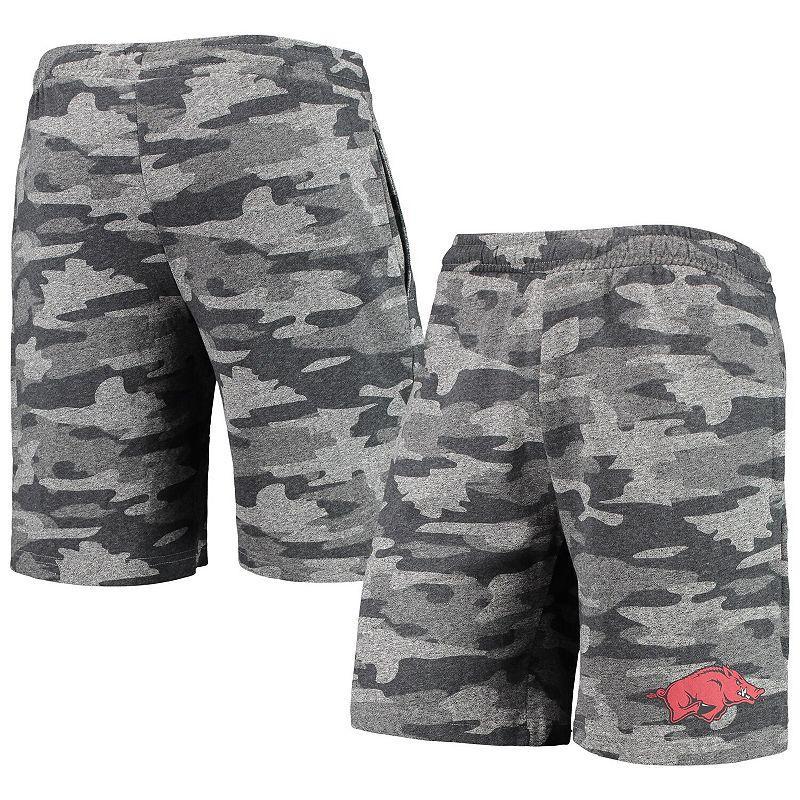 Mens Concepts Sport Charcoal/Gray Arkansas Razorbacks Camo Backup Terry Jam Lounge Shorts Product Image