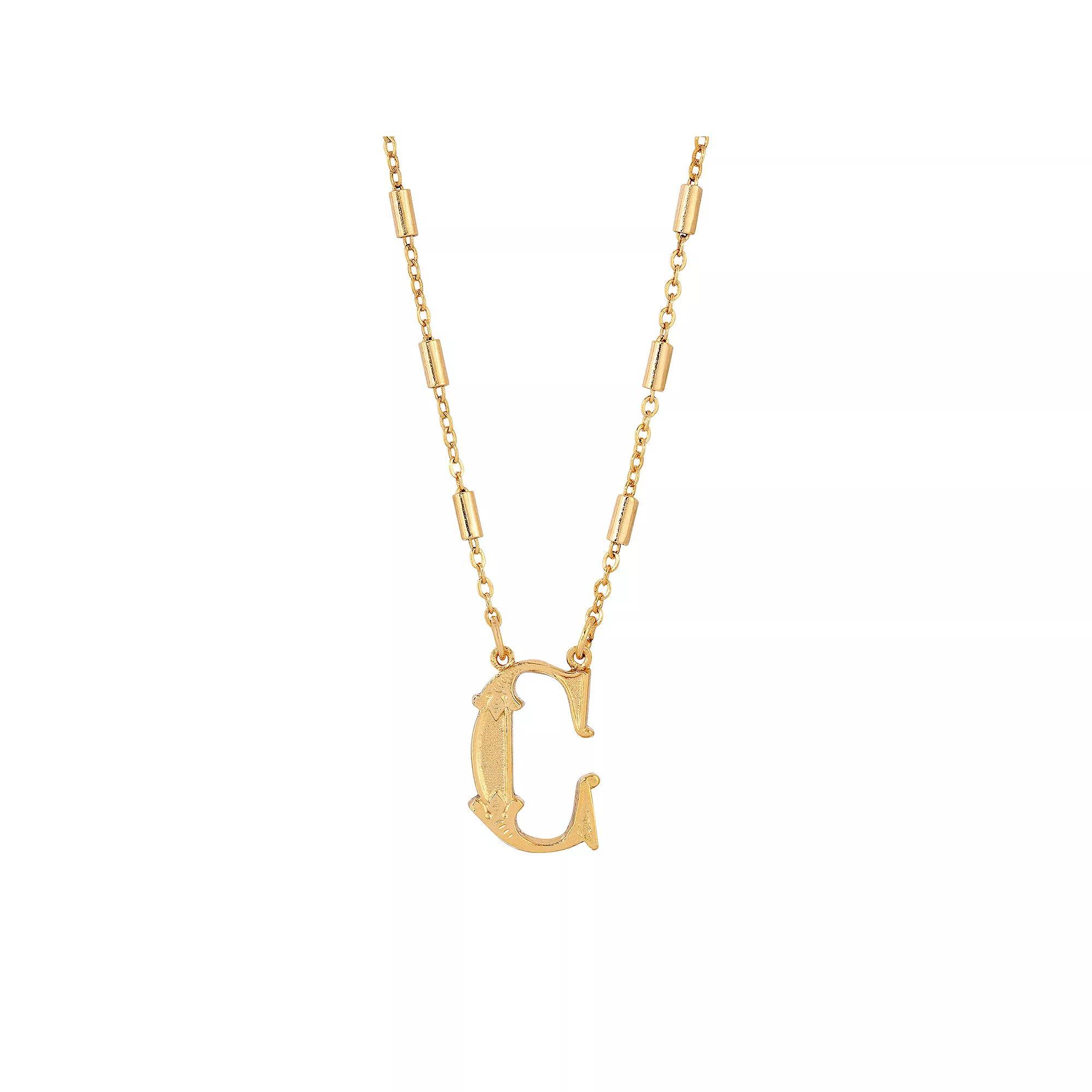 1928 Gold Tone Initial Necklace, Womens, Yellow L Product Image