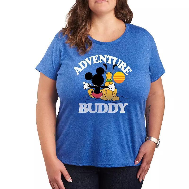 Disneys Mickey Mouse & Pluto Plus Adventure Partner Graphic Tee, Womens Grey Royal Blue Product Image