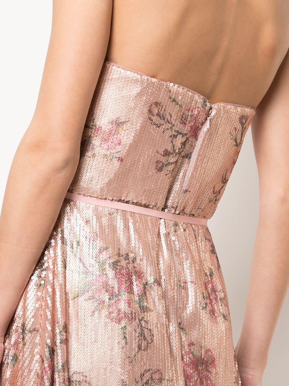bridesmaid floral-printed sequin gown Product Image