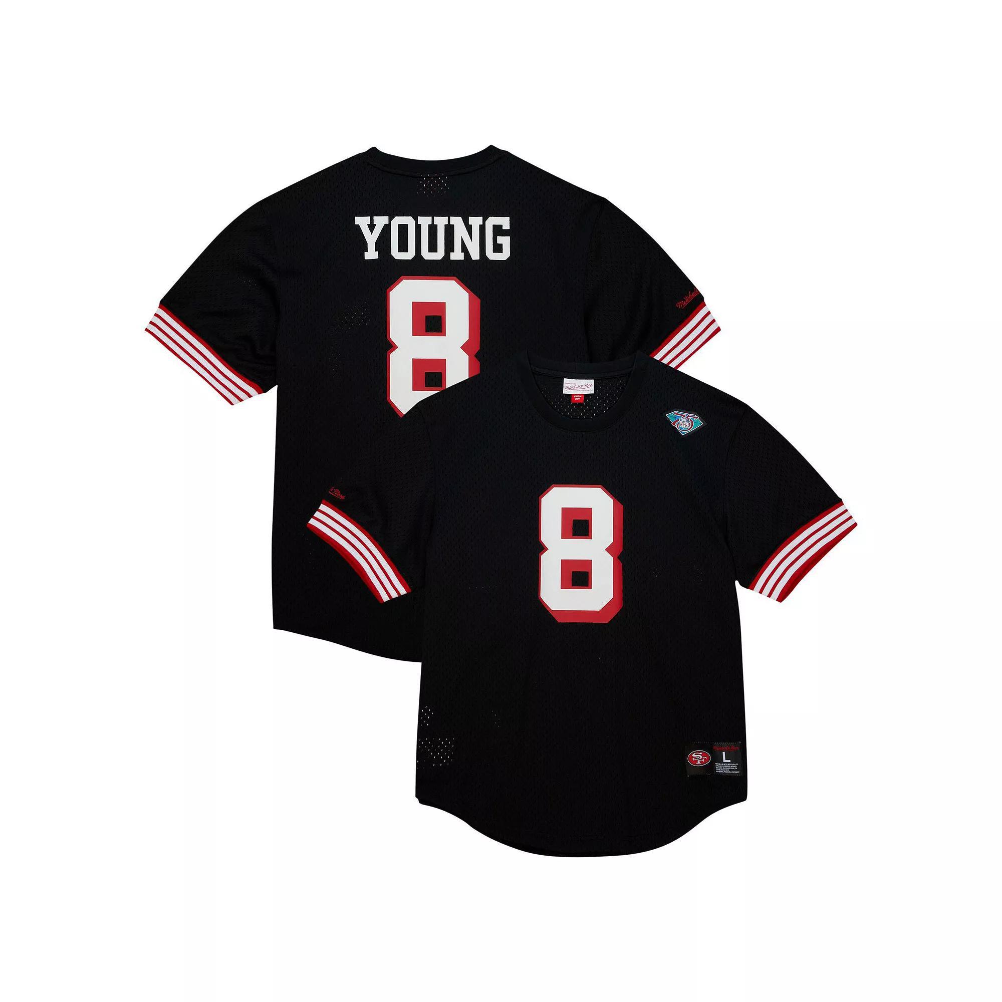 Men's Mitchell & Ness Steve Young Black San Francisco 49ers Retired Player Name & Number Mesh Top, Size: XL Product Image