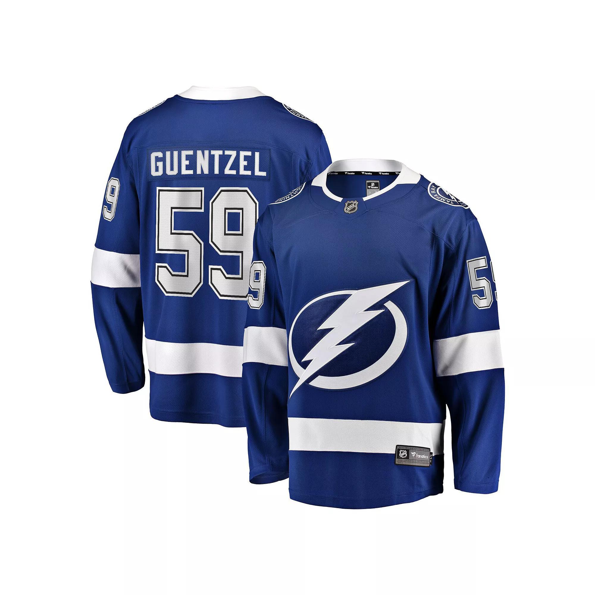 Men's Fanatics Jake Guentzel Blue Tampa Bay Lightning Home Premier Breakaway Player Jersey, Size: 2XL, Lgh Blue Product Image