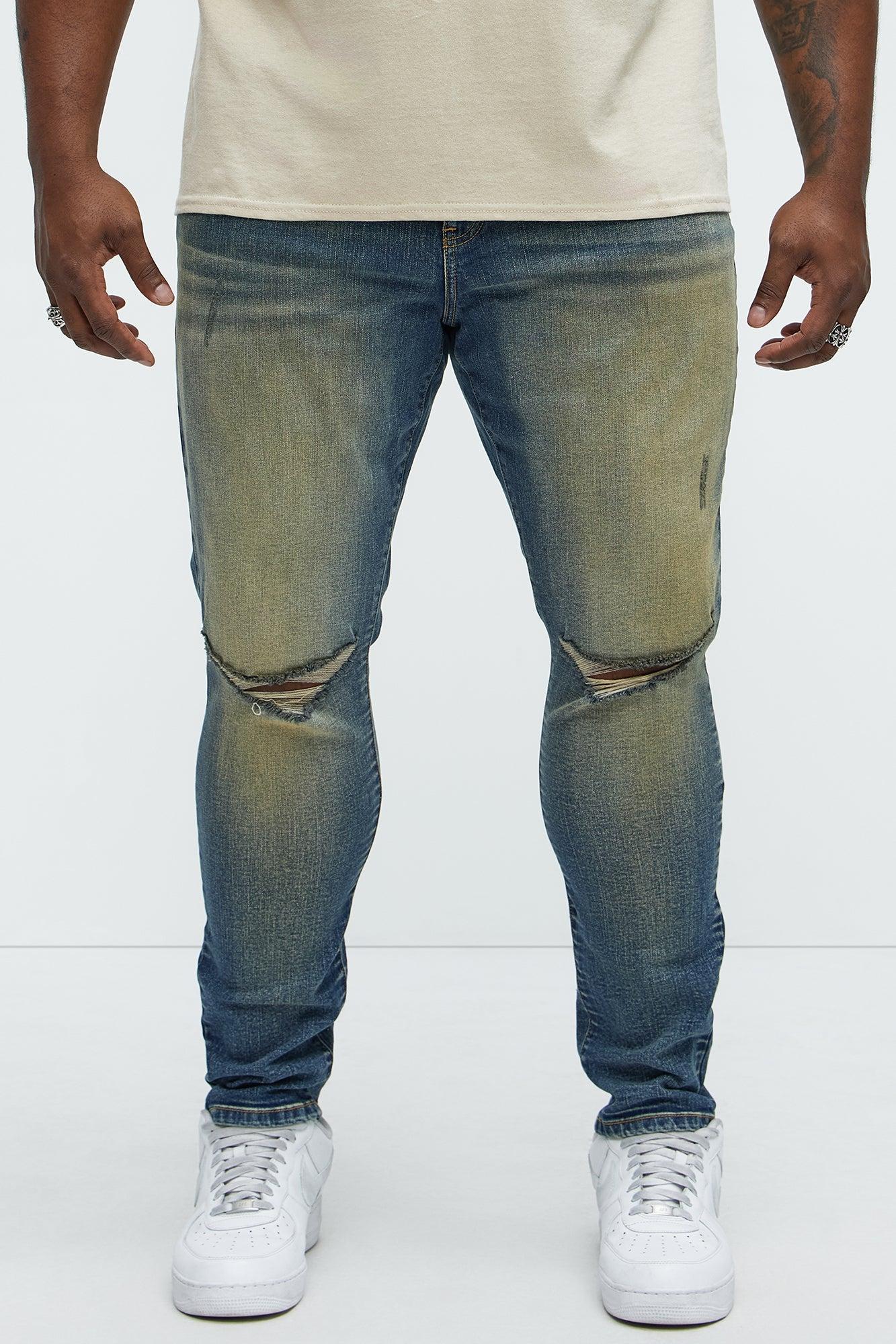 Straight Forward Ripped Skinny Jeans - Vintage Blue Wash Product Image