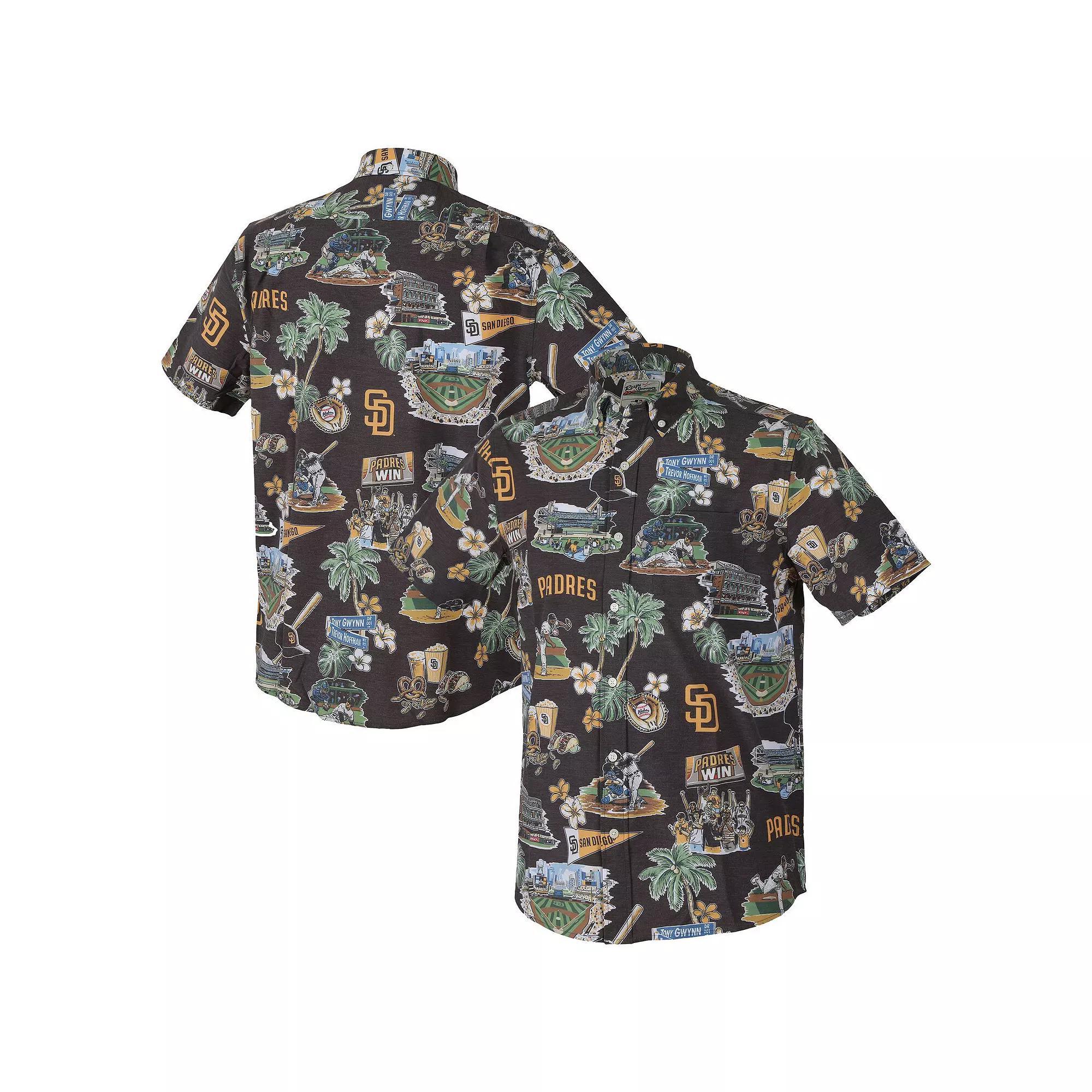 Men's Reyn Spooner  Brown San Diego Padres Scenic Tri-Blend Performance Button-Up Top, Size: Large Product Image