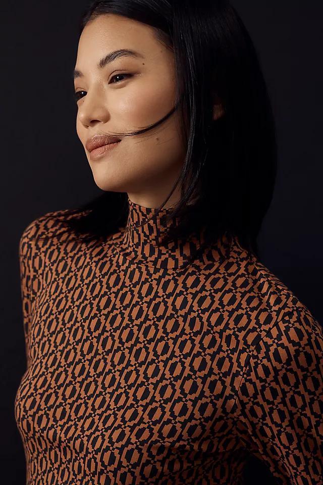 Maeve Printed Long-Sleeve Turtleneck Top Product Image