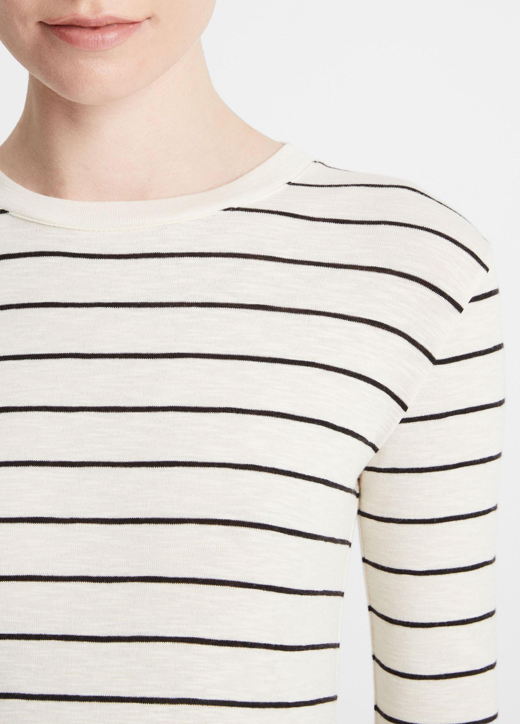 Womens Striped Cotton-Blend Long-Sleeve T-Shirt, Coastal Combo, Size M Vince Product Image