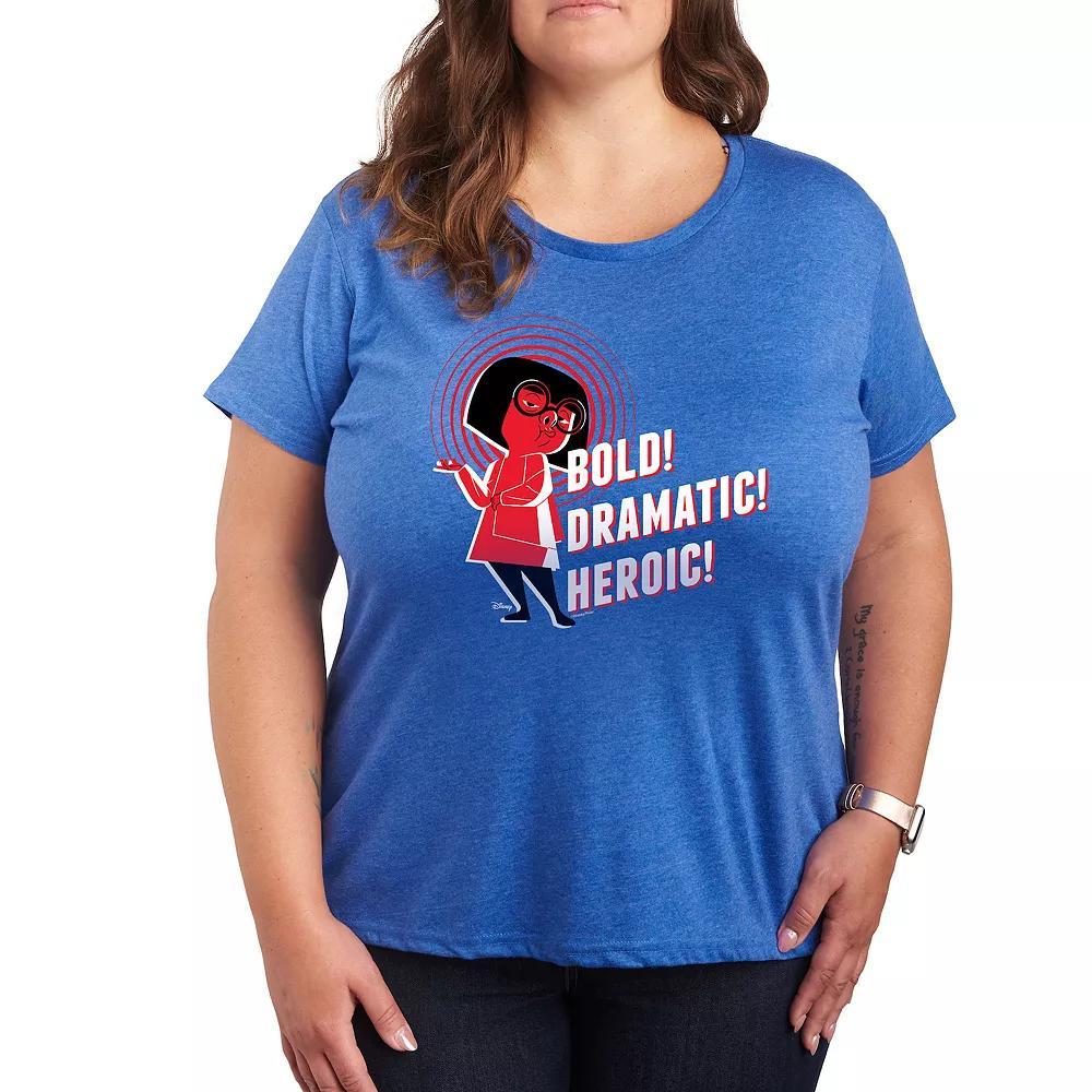 Disney / Pixars The Incredibles Plus Bold Dramatic Graphic Tee, Womens Grey Royal Blue Product Image