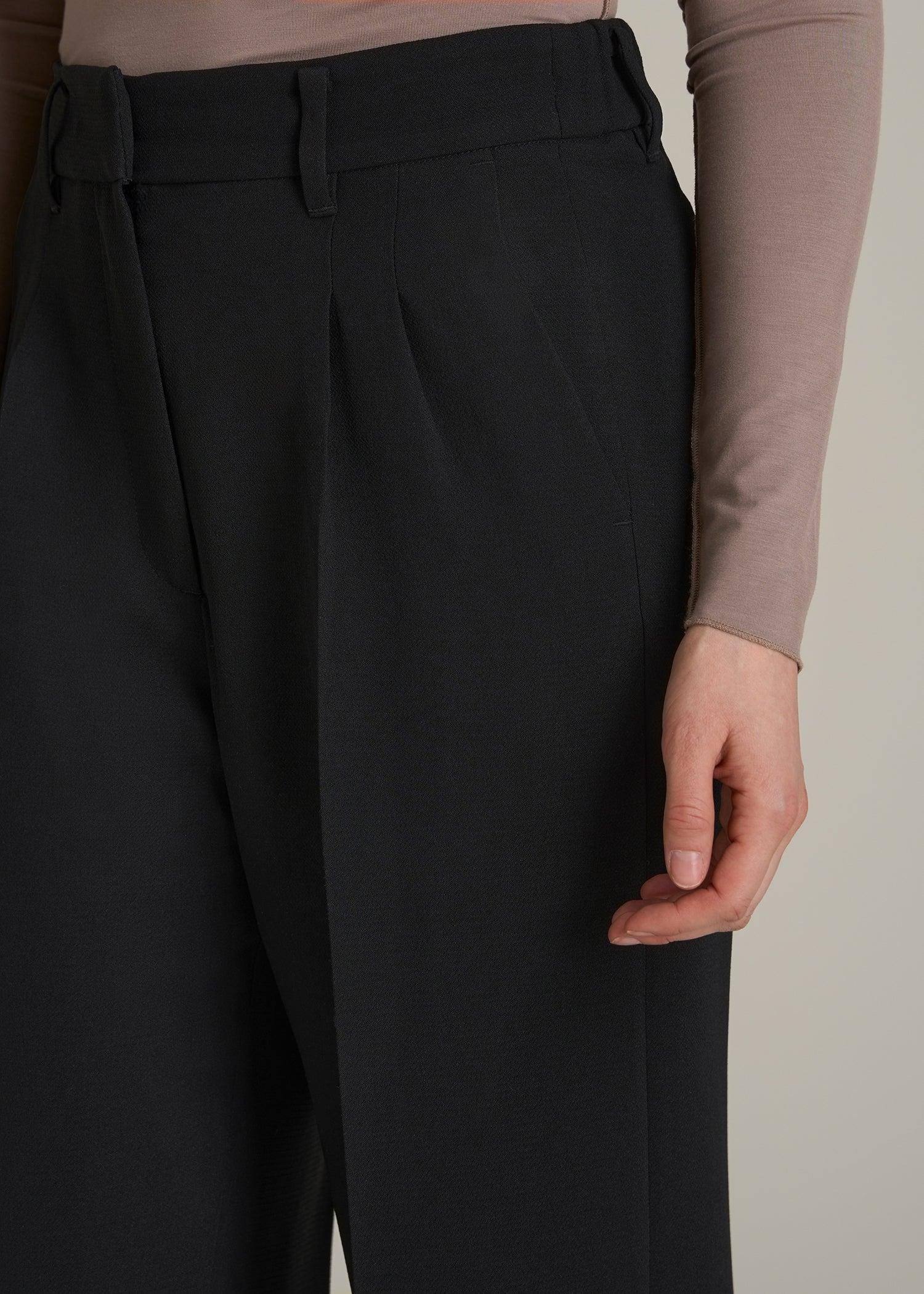 Wide Leg Pleated Dress Pants 2.0 for Tall Women in Black Product Image