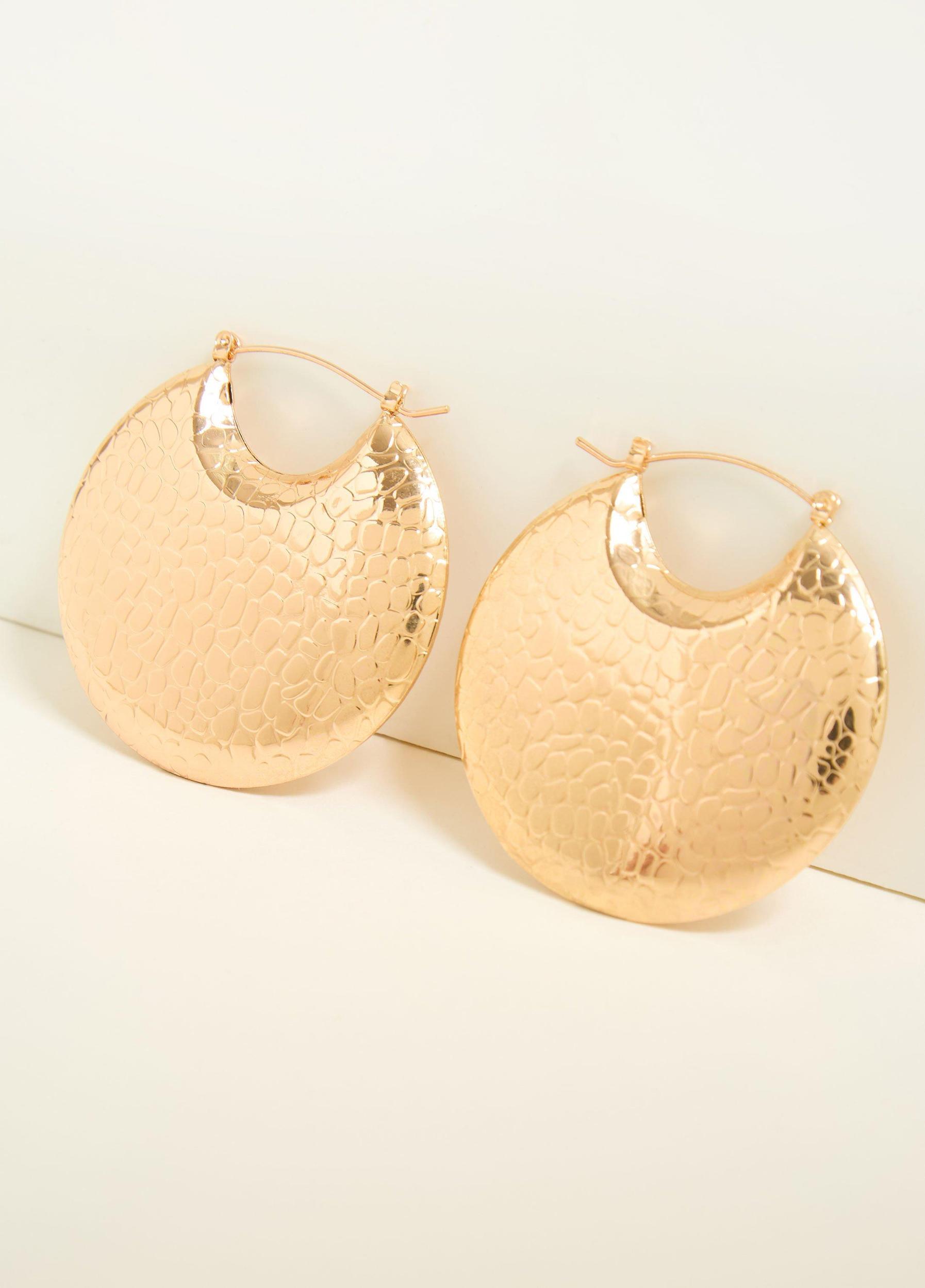 Pebbled Tone Hoop Earrings Product Image