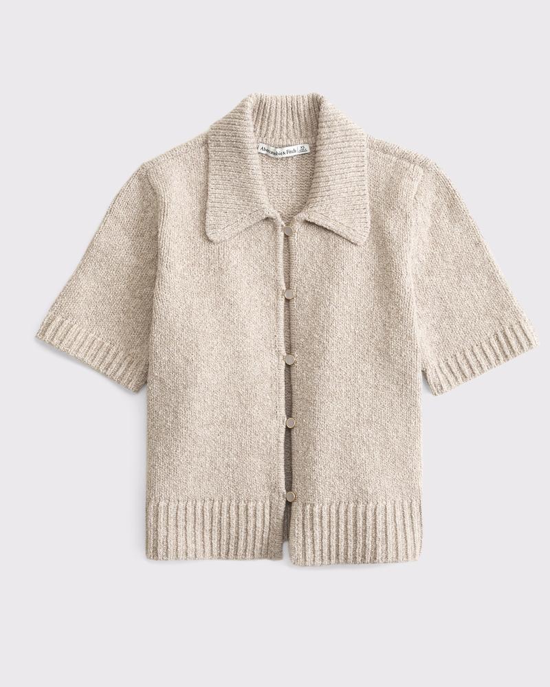 Short-Sleeve Collared Cardigan Product Image
