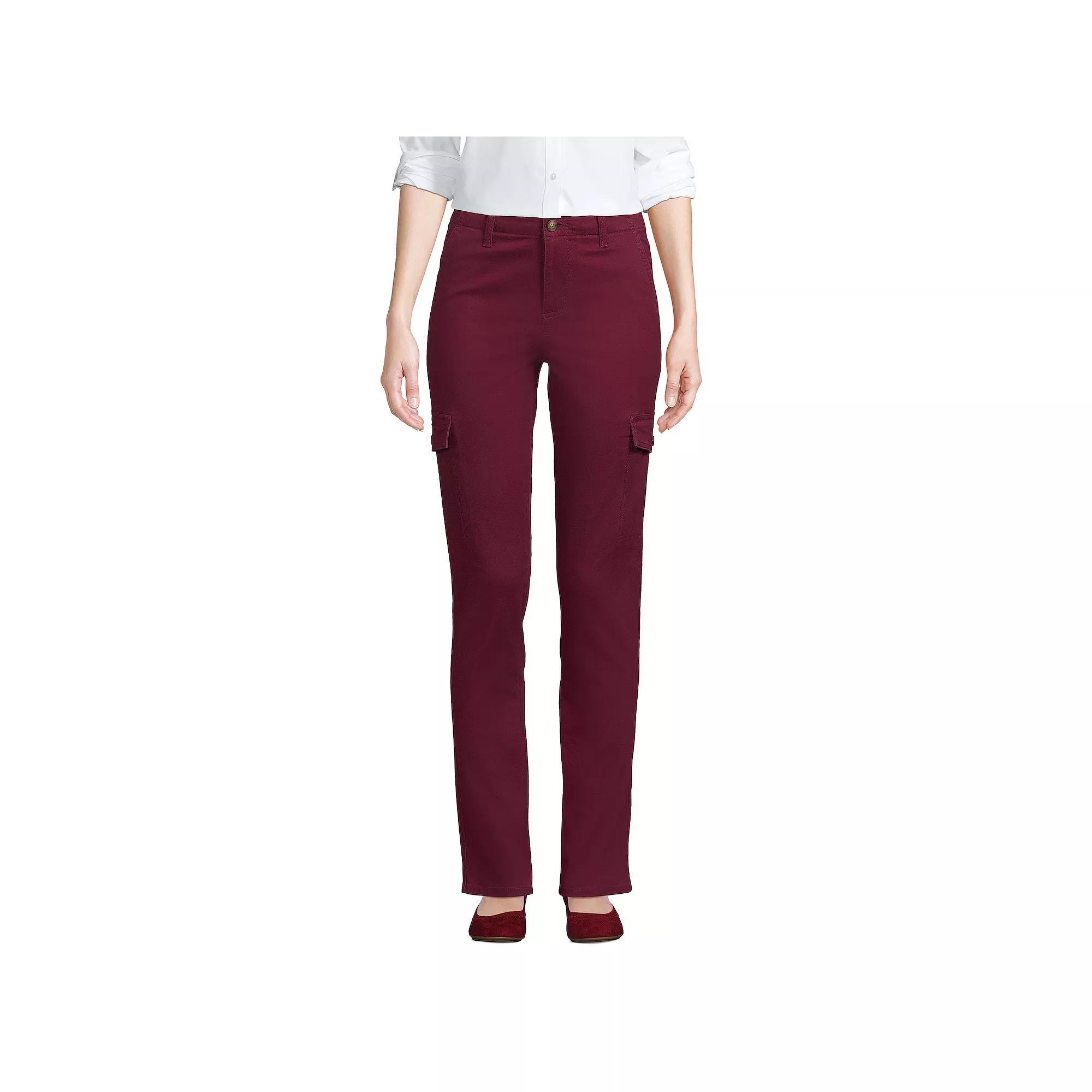 Womens Lands End Mid Rise Slim Cargo Chino Pants Product Image