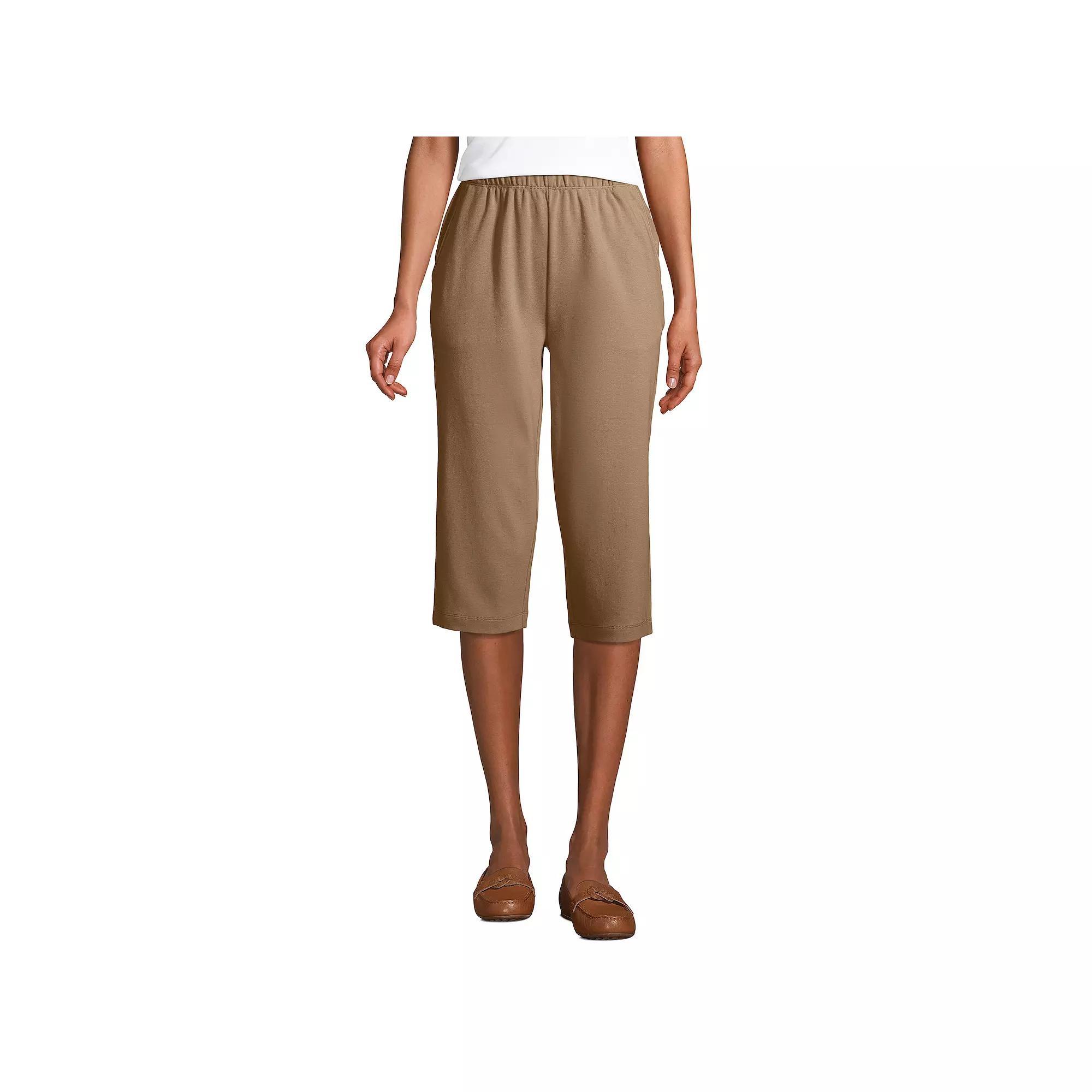 Women's Lands' End Sport High Waist Pull-On Capri Pants, Size: XL Tall, Black Product Image