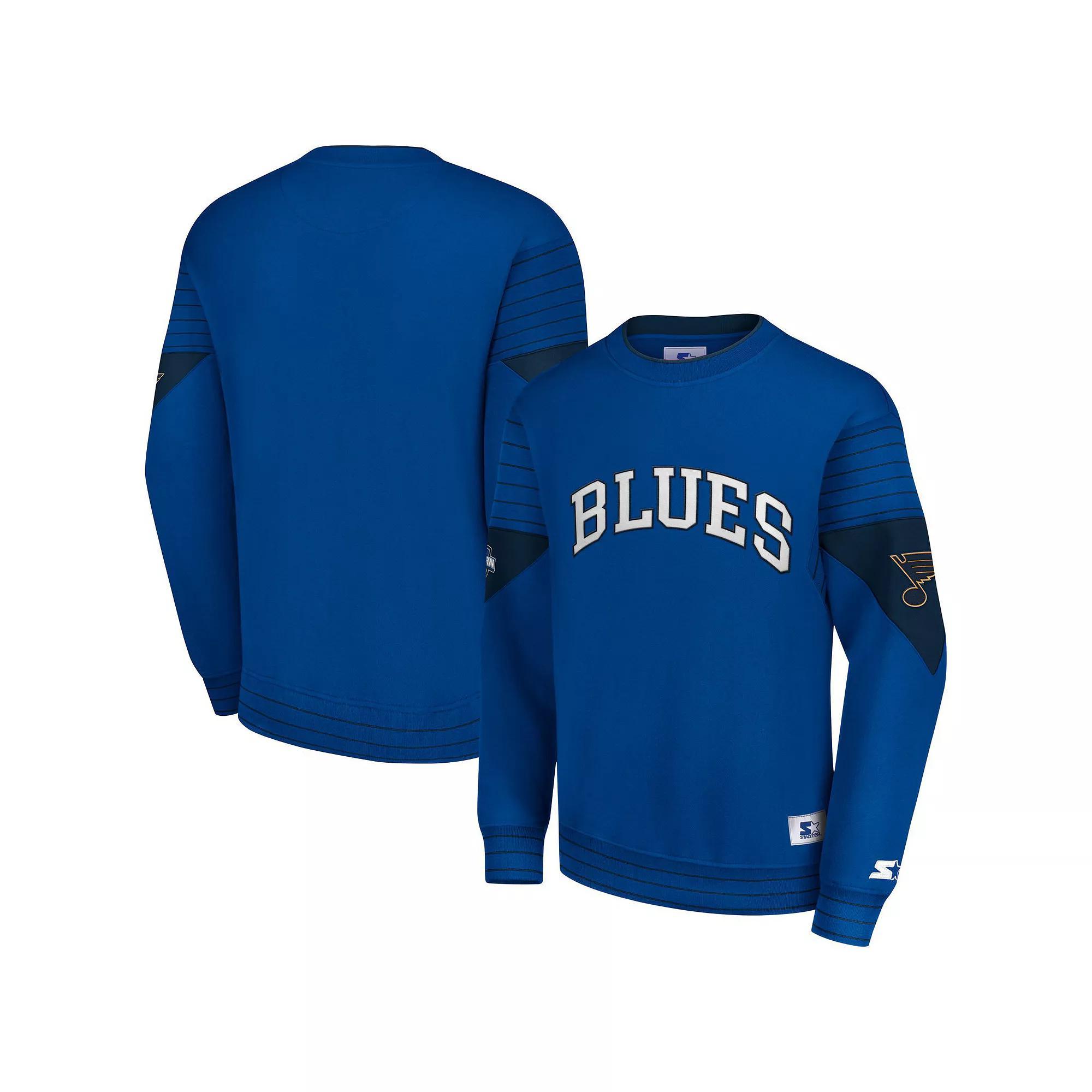 Men's Starter  Blue St. Louis Blues Faceoff Pullover Sweatshirt, Size: Medium Product Image