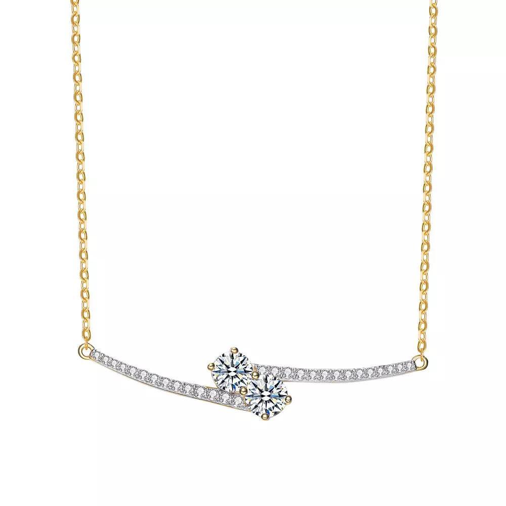 14k Gold Over Silver Cubic Zirconia Bypass Necklace, Womens Two Tone Product Image