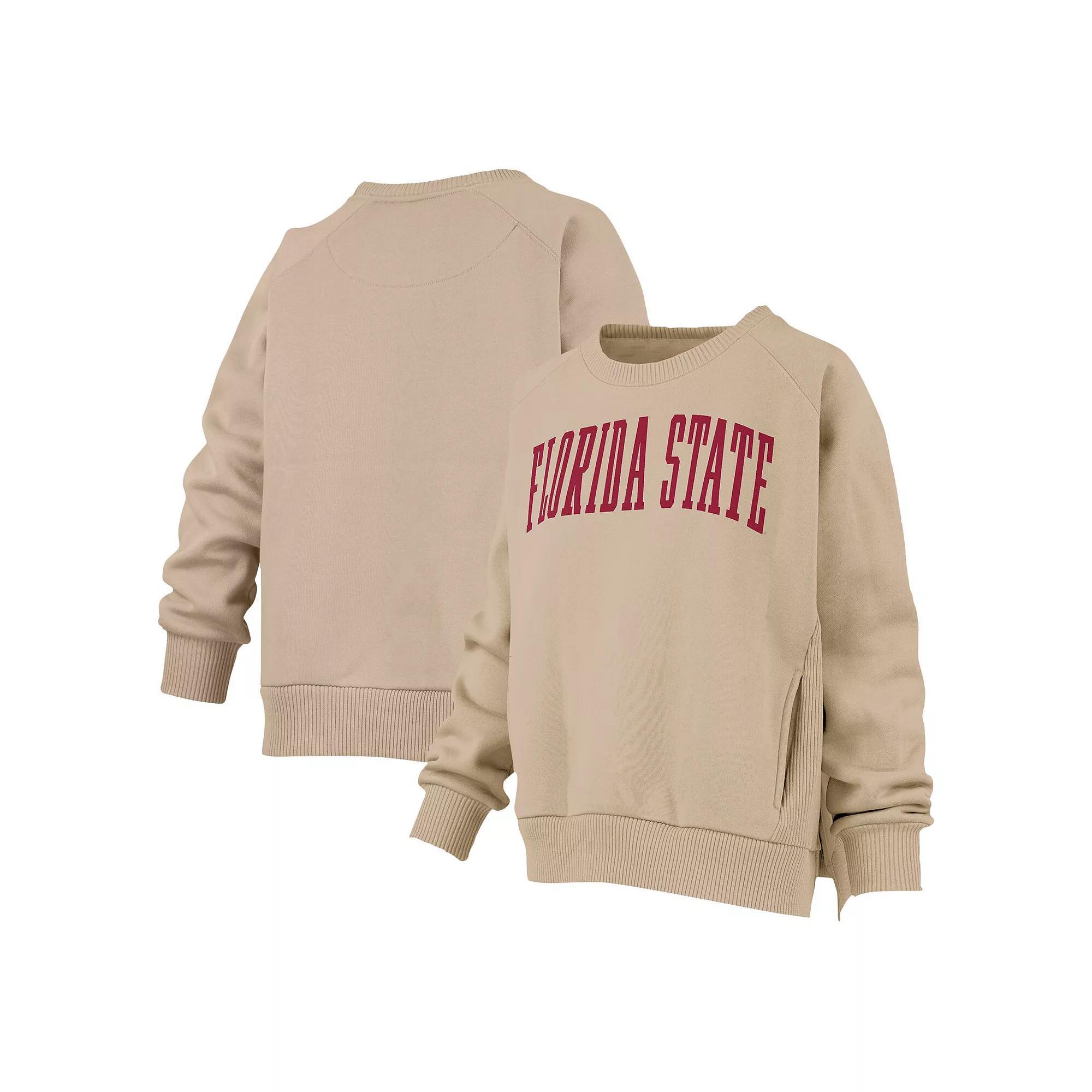 Women's Pressbox Khaki Florida State Seminoles Pocketed Raglan Pullover Sweatshirt, Size: Large, Beig K Product Image