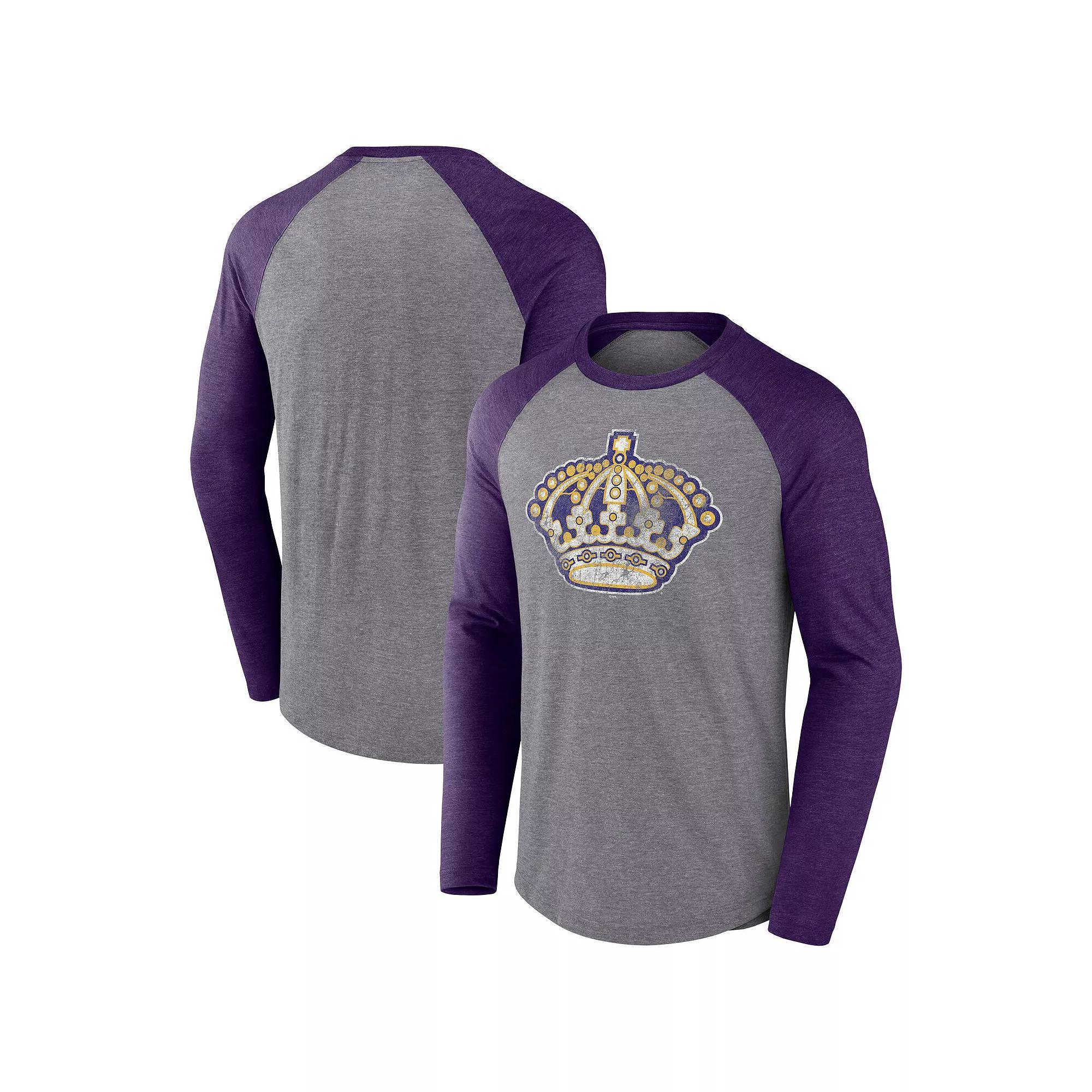 Men's Fanatics Heather Gray Los Angeles Kings Special Edition Long Sleeve Tri-Blend Raglan T-Shirt, Size: Large, Kgs Grey Product Image