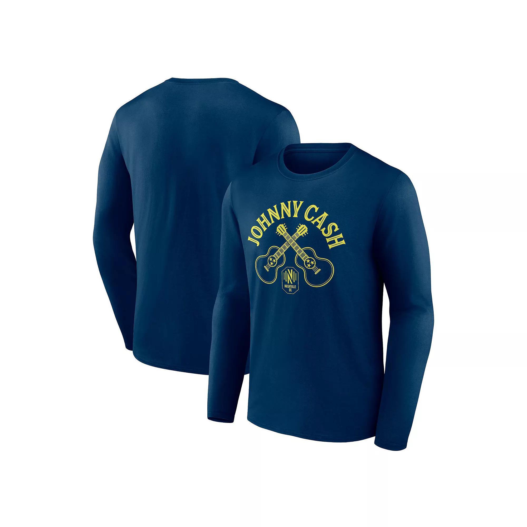 Men's Fanatics Branded  Navy Nashville SC x Johnny Cash Guitar Long Sleeve T-Shirt, Size: Large, Mls Blue Product Image