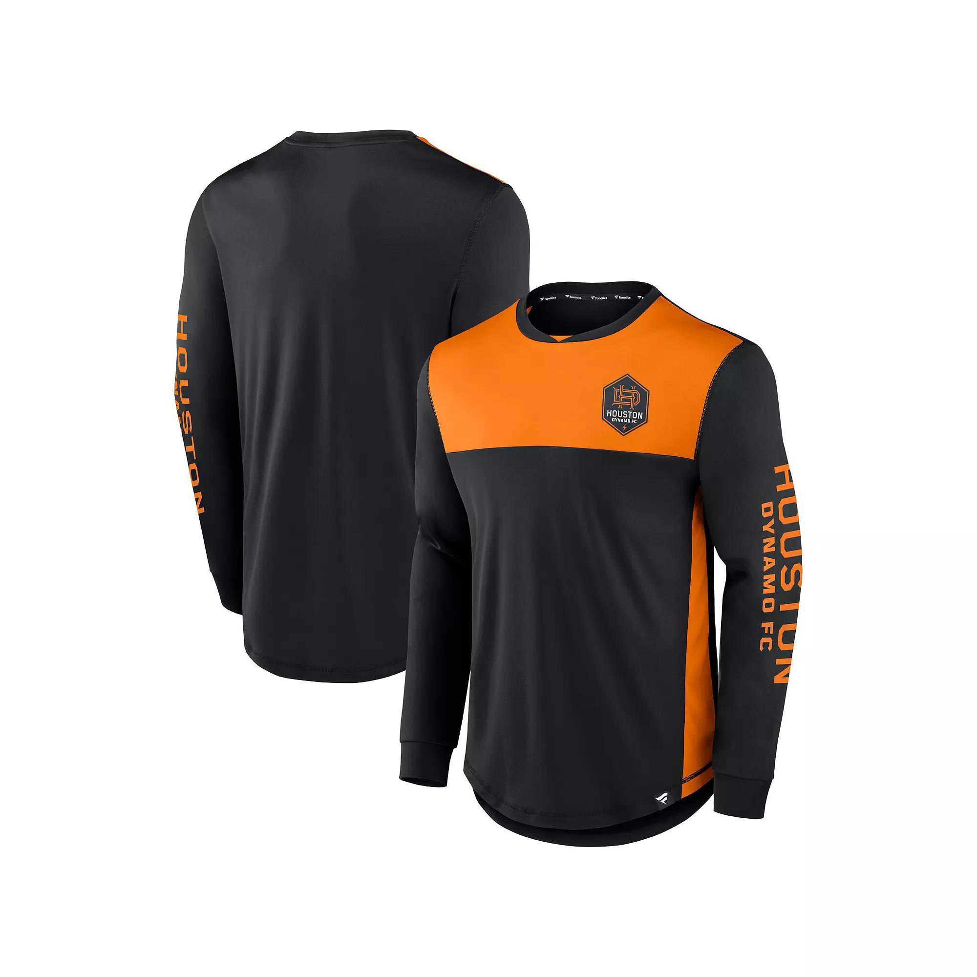 Men's Fanatics Branded Black/Orange Houston Dynamo FC Striker Long Sleeve T-Shirt, Size: Large, Dyn Black Product Image