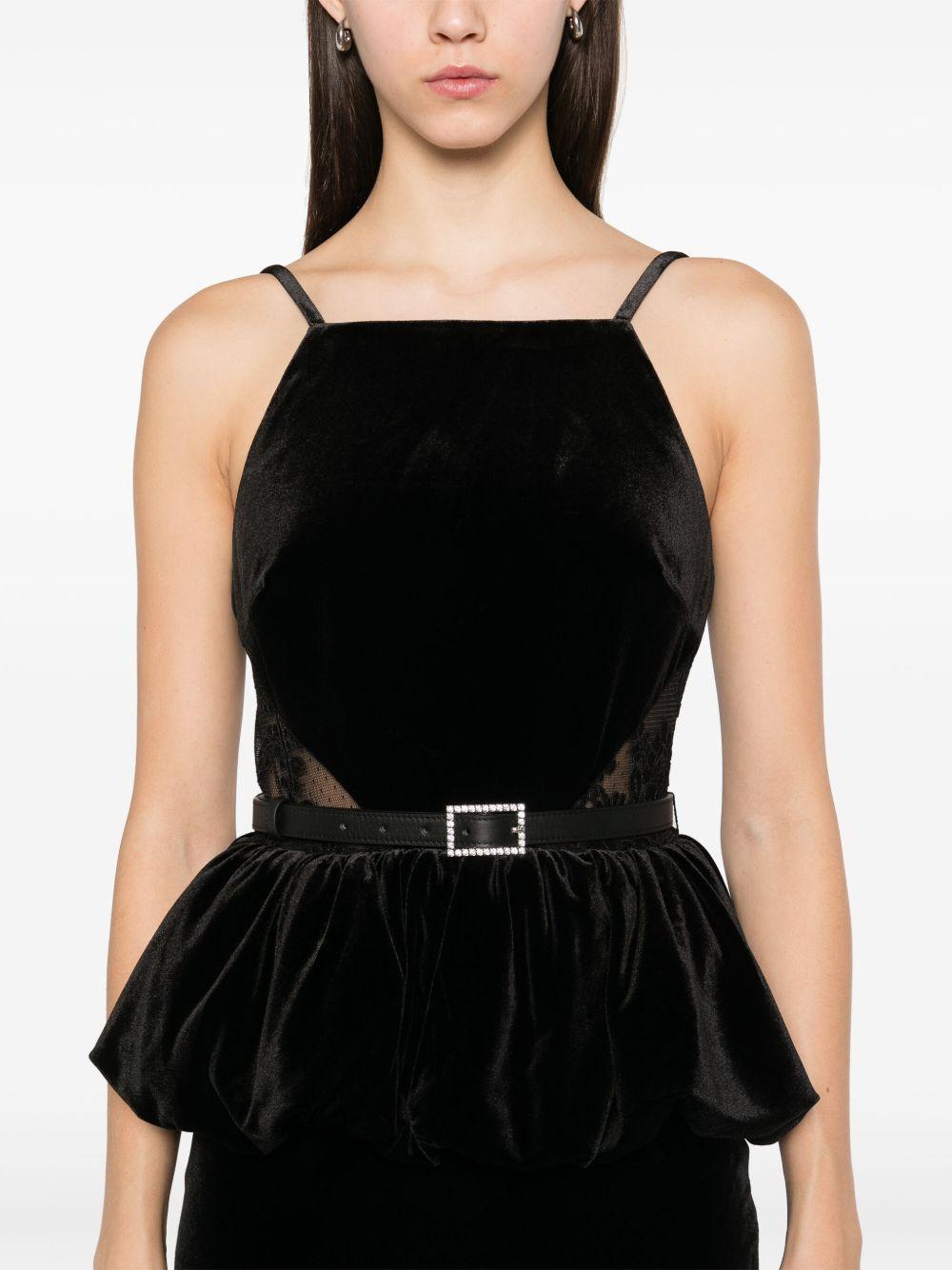 velvet peplum midi dress Product Image