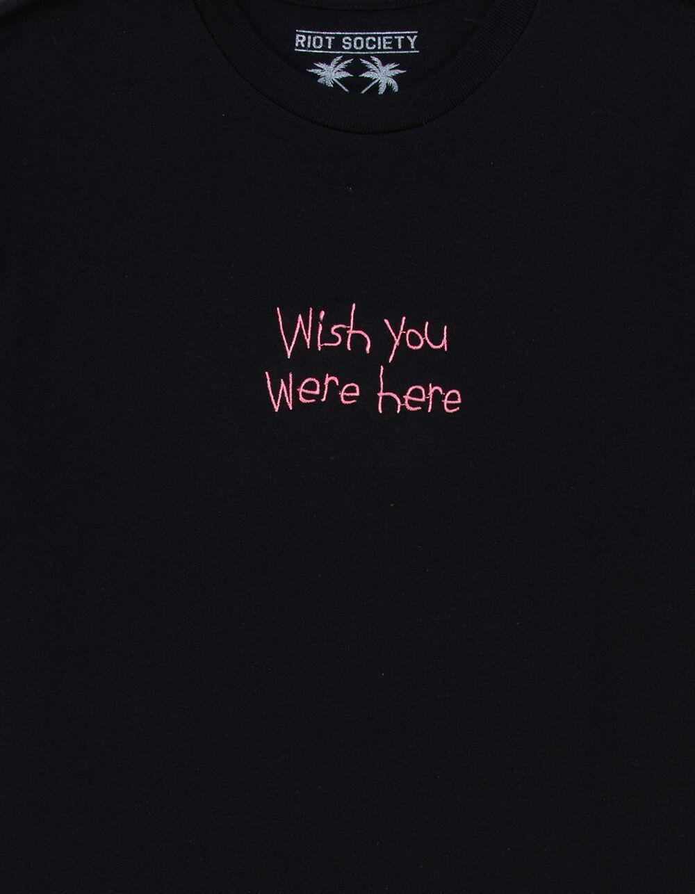 RIOT SOCIETY Wish You Were Here Embroidered Mens Tee - BLACK Product Image