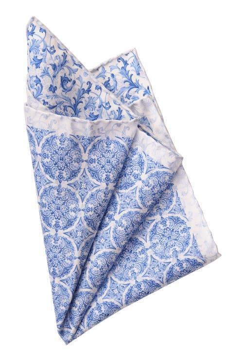 Elizabetta Porto - Double Sided Silk Pocket Square for Men in Azure at Nordstrom Product Image