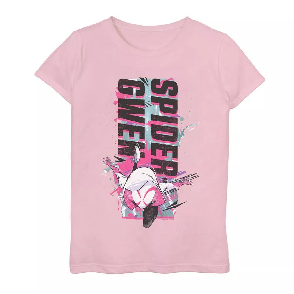 Girls 7-16 Marvel Spider-Man Across The Spider Verse Spider Gwen Splatter Poster Graphic Tee, Girl's, Size: Small, Pink Product Image