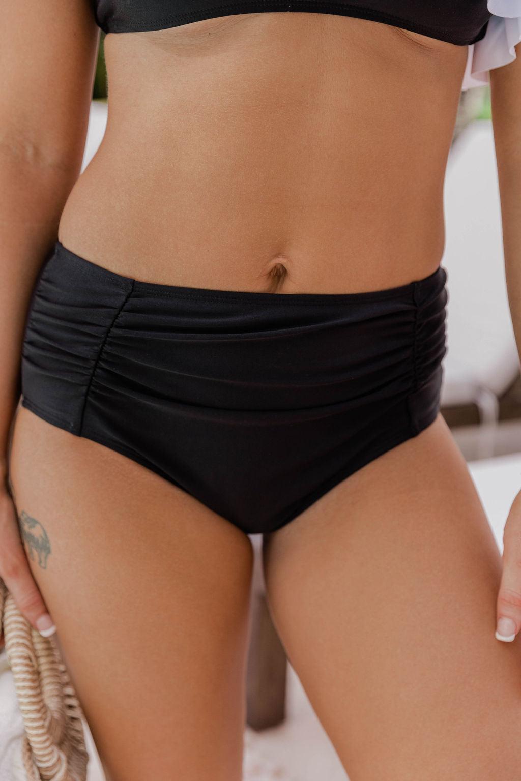 Aboard Ship Black High Waisted Bikini Bottoms FINAL SALE Product Image