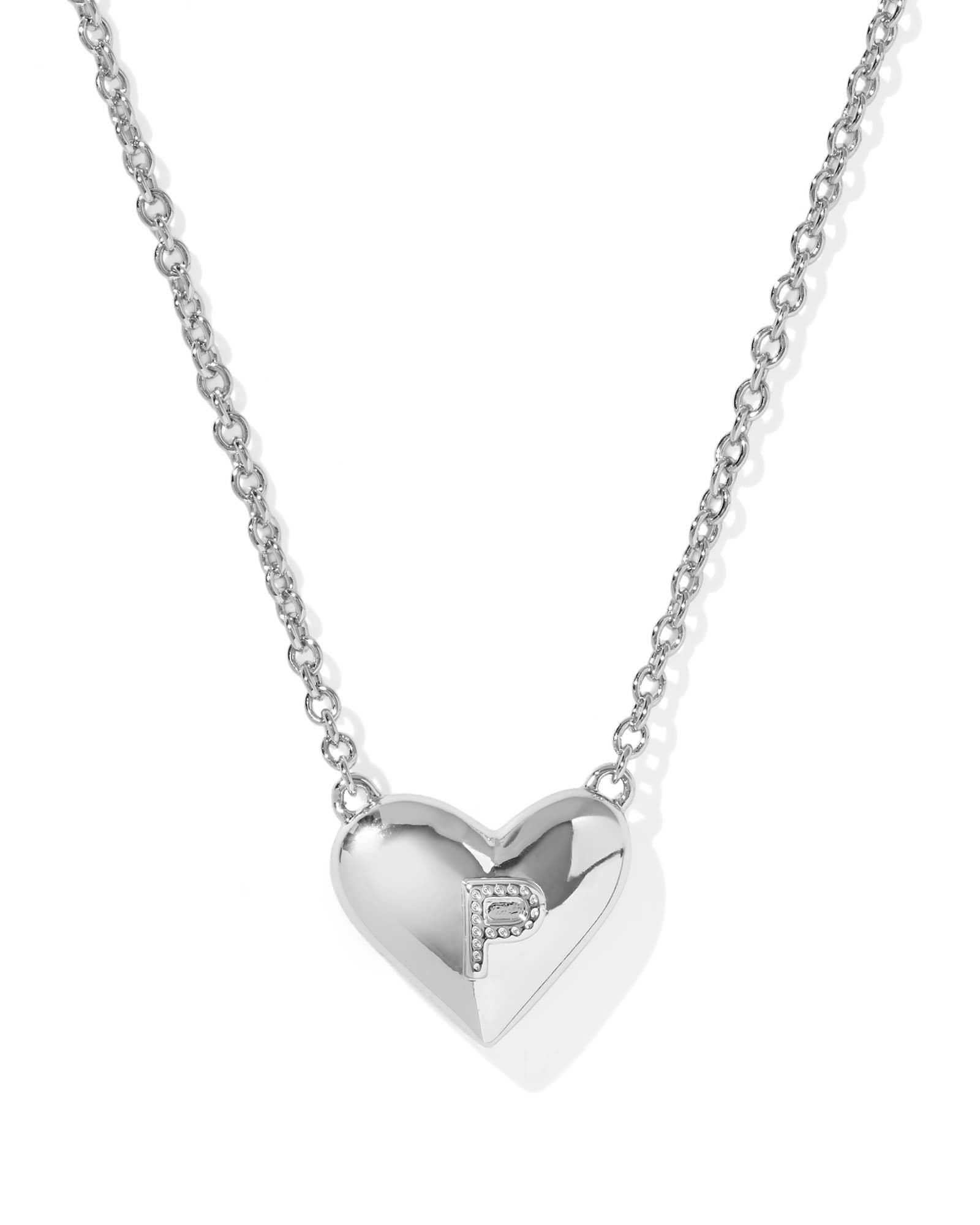 Ari Heart Letter P Silver Short Pendant Necklace Product Image