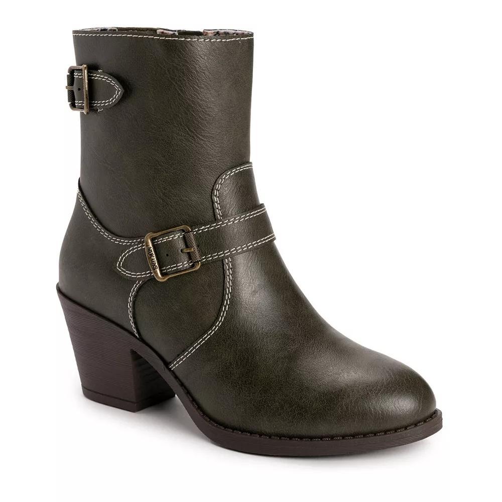 MUK LUKS Yellowstone Yeats Womens Ankle Boots Dark Green Product Image