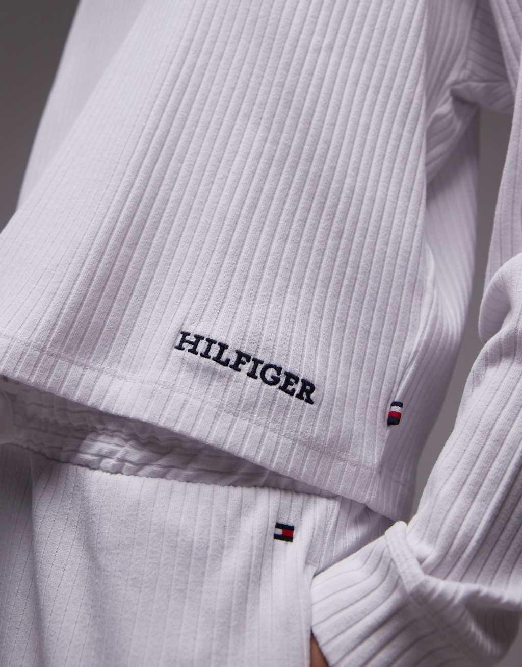 Tommy Hilfiger logo lounge hoodie in white Product Image